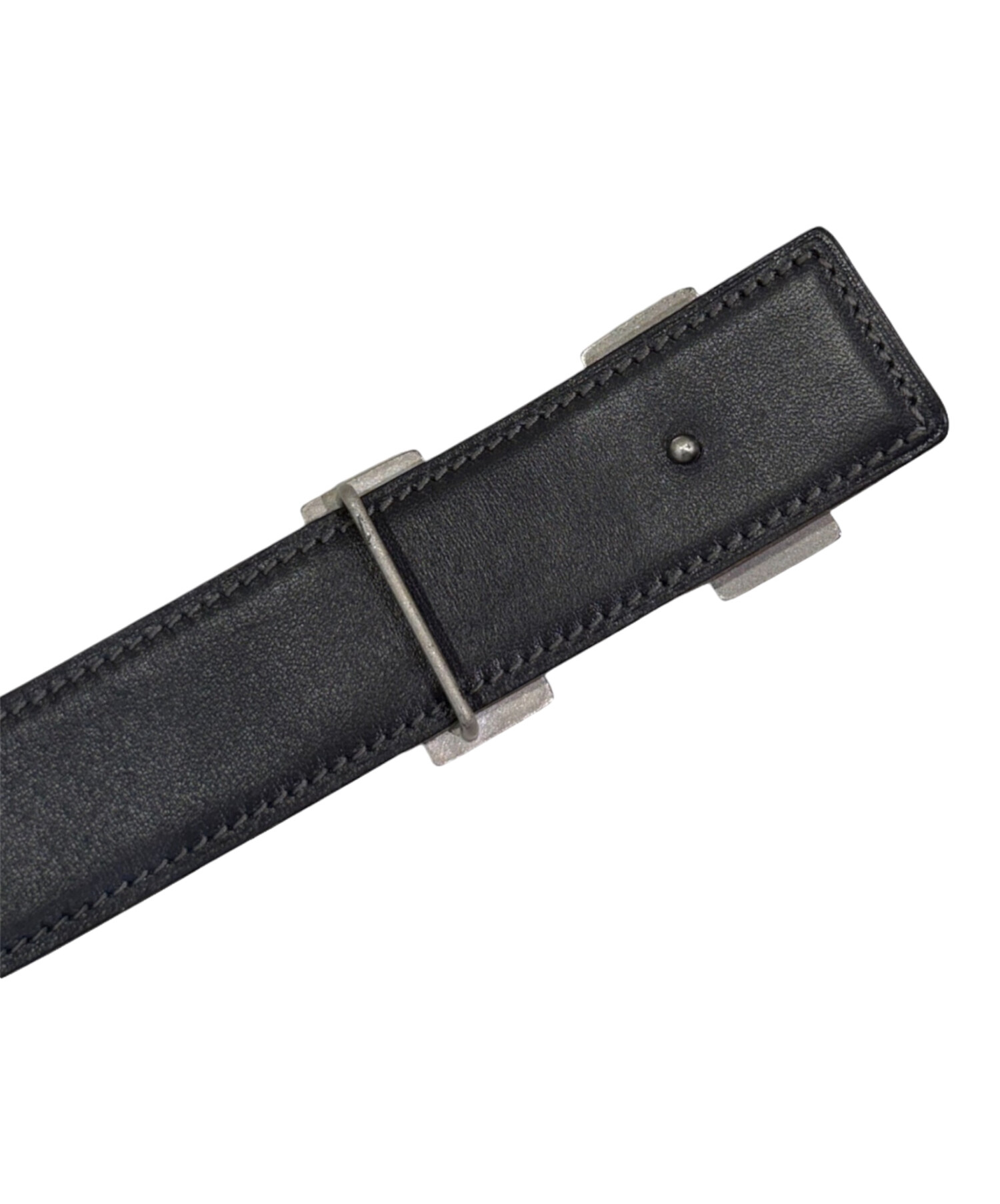 HERMES レザーベルト H型バックル ブラック 中古・古着通販】HERMES (エルメス) Hバックルレザーベルト ブラック