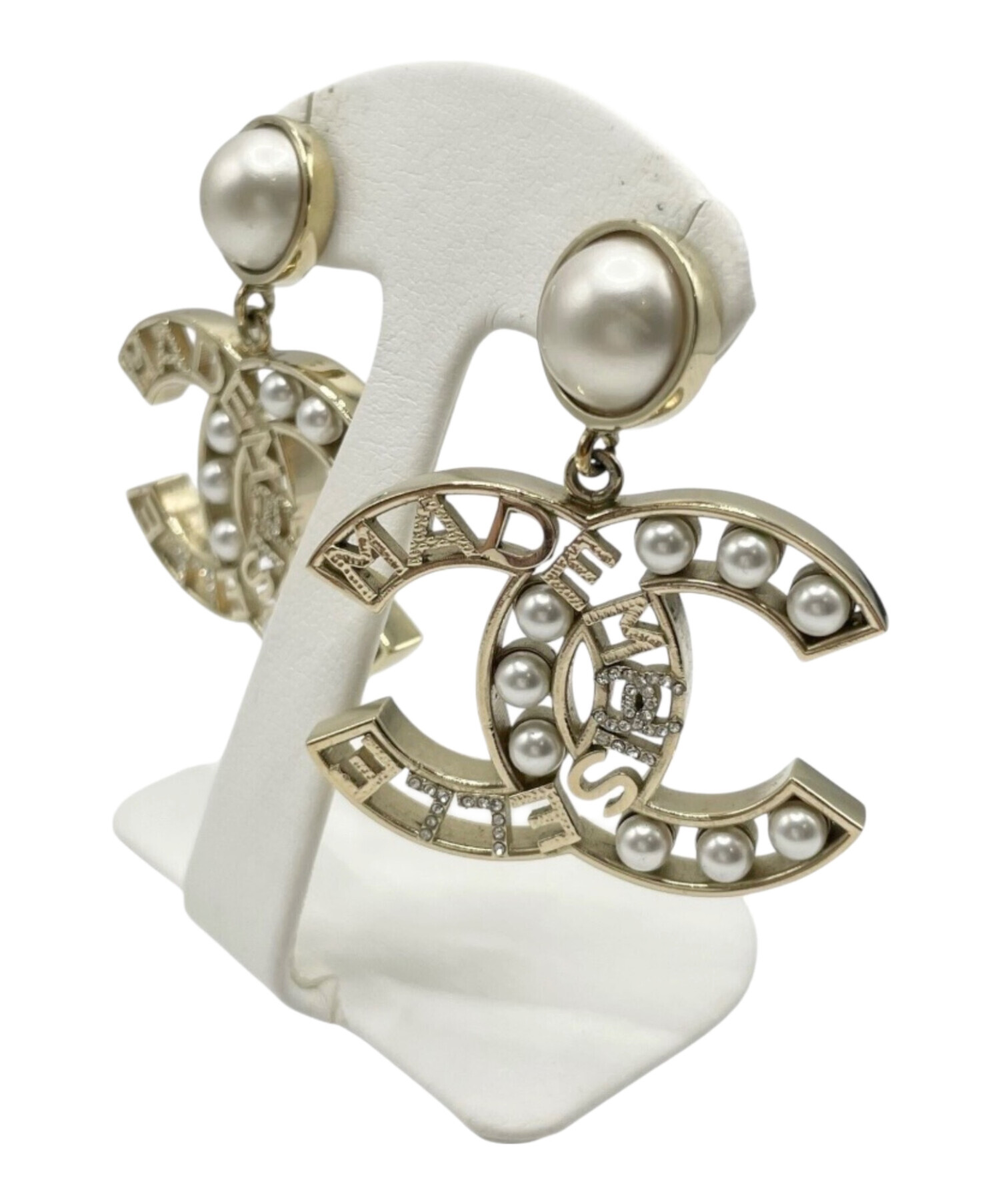 シャネル CHANEL ココマーク パールスタッドピアス ゴールド 中古・古着通販】CHANEL (シャネル) ココマーク パールピアス ゴールド