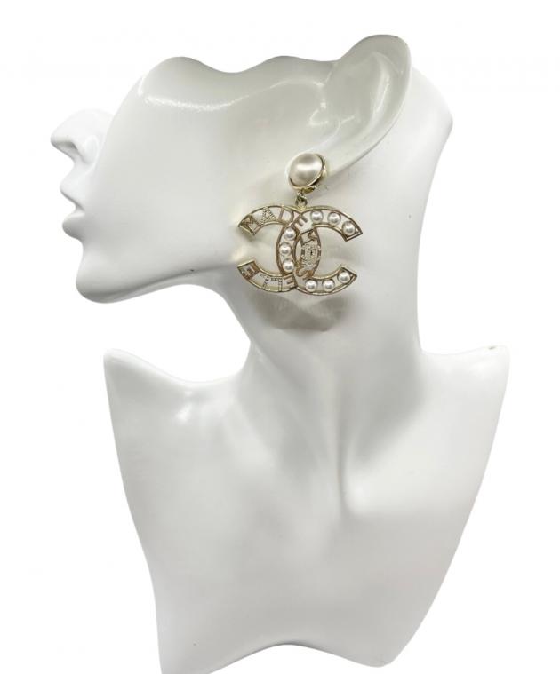 中古・古着通販】CHANEL (シャネル) ココマーク パールピアス ゴールド