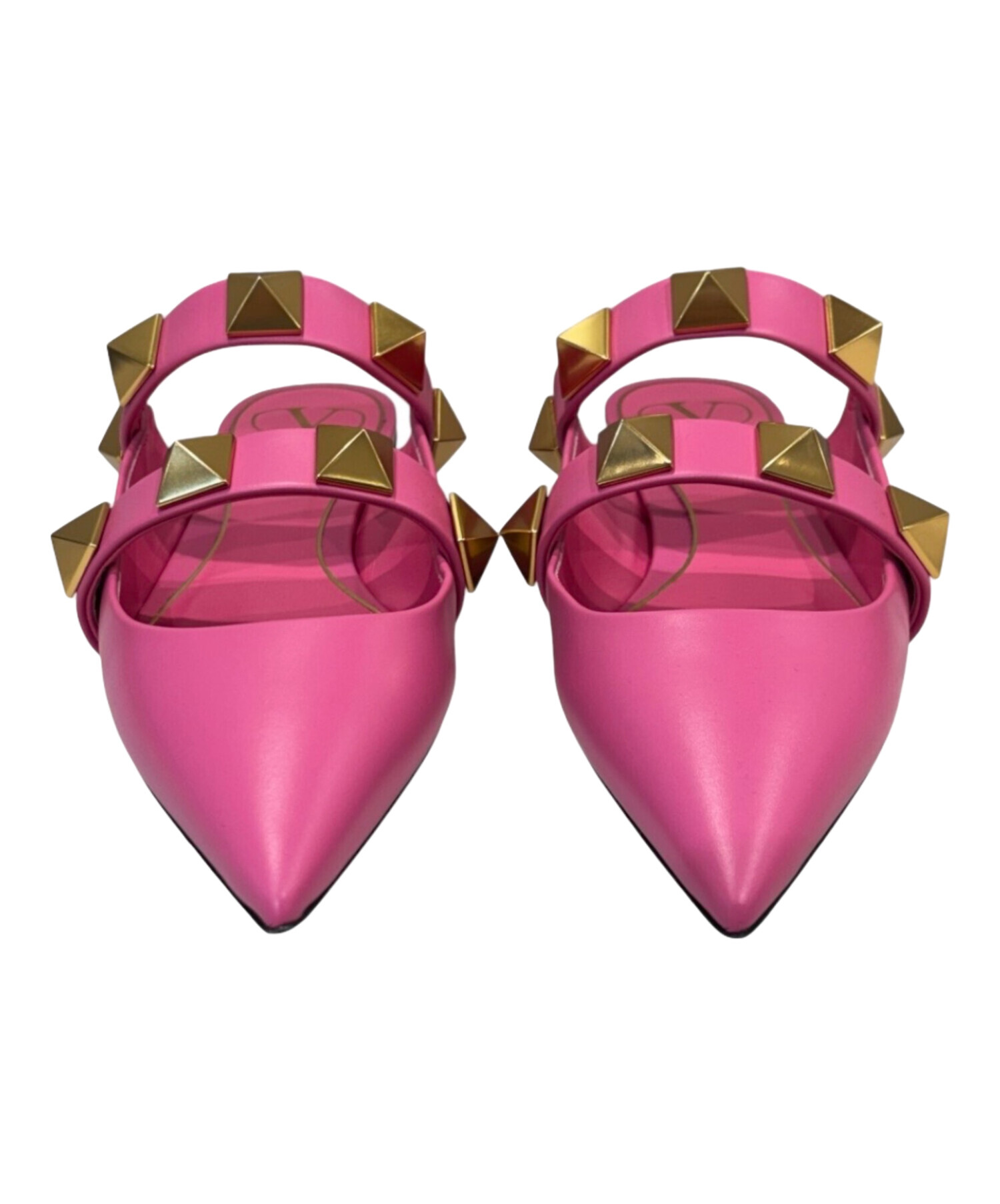 VALENTINO ピンク スタッズ ミュール 中古・古着通販】VALENTINO (ヴァレンティノ) ロマンスタッズ フラット