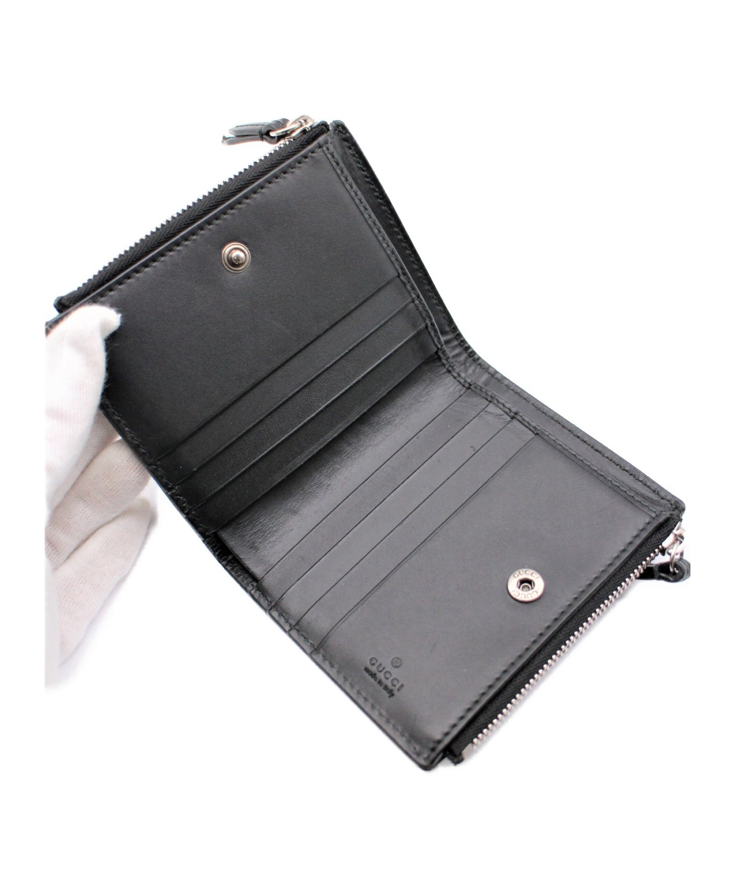 中古・古着通販】GUCCI (グッチ) GGスプリーム 2つ折り財布 ベージュ