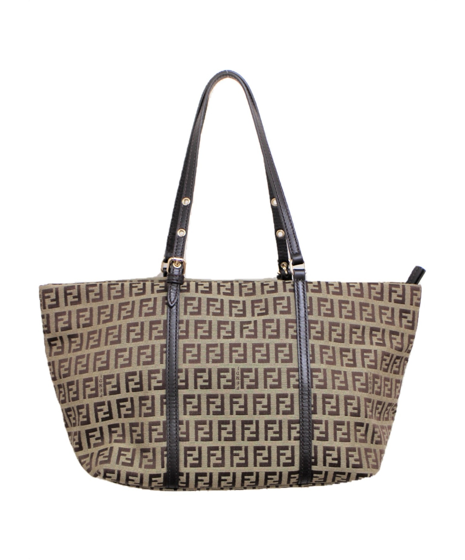 美品 FENDI ズッキーノ FFロゴ ベロア ゴールドFF金具 ハンドバッグ 中古・古着通販】FENDI (フェンディ) ズッキーノ柄ハンドバッグ