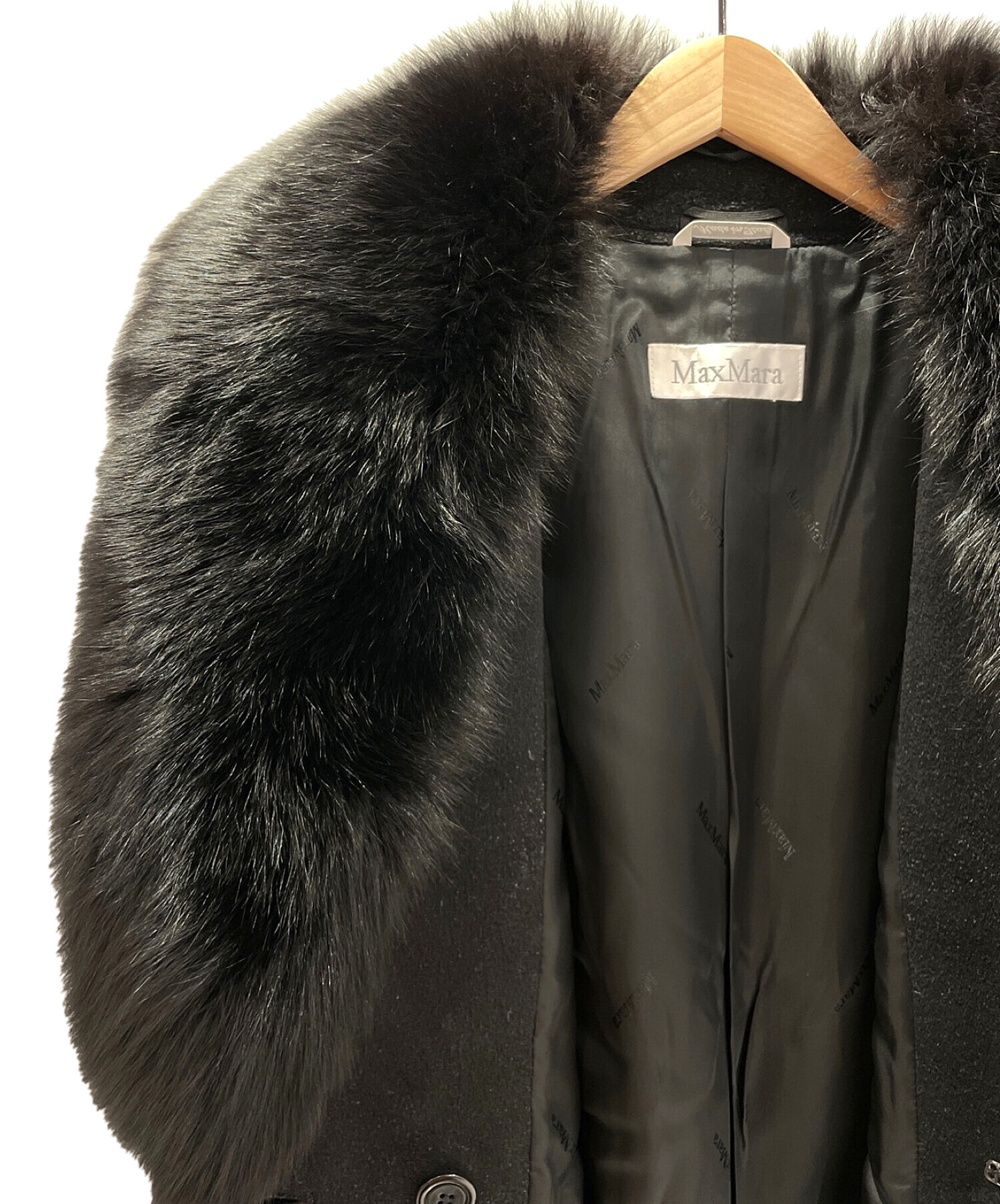 中古・古着通販】MaxMara (マックスマーラ) ファー襟ロングコート