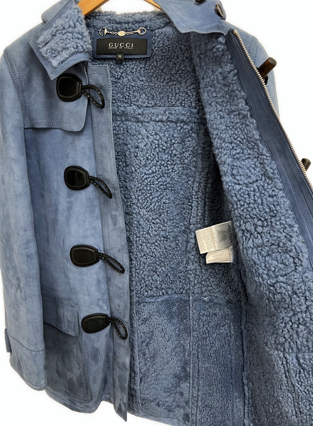 中古・古着通販】GUCCI (グッチ) ムートンダッフルコート スカイブルー