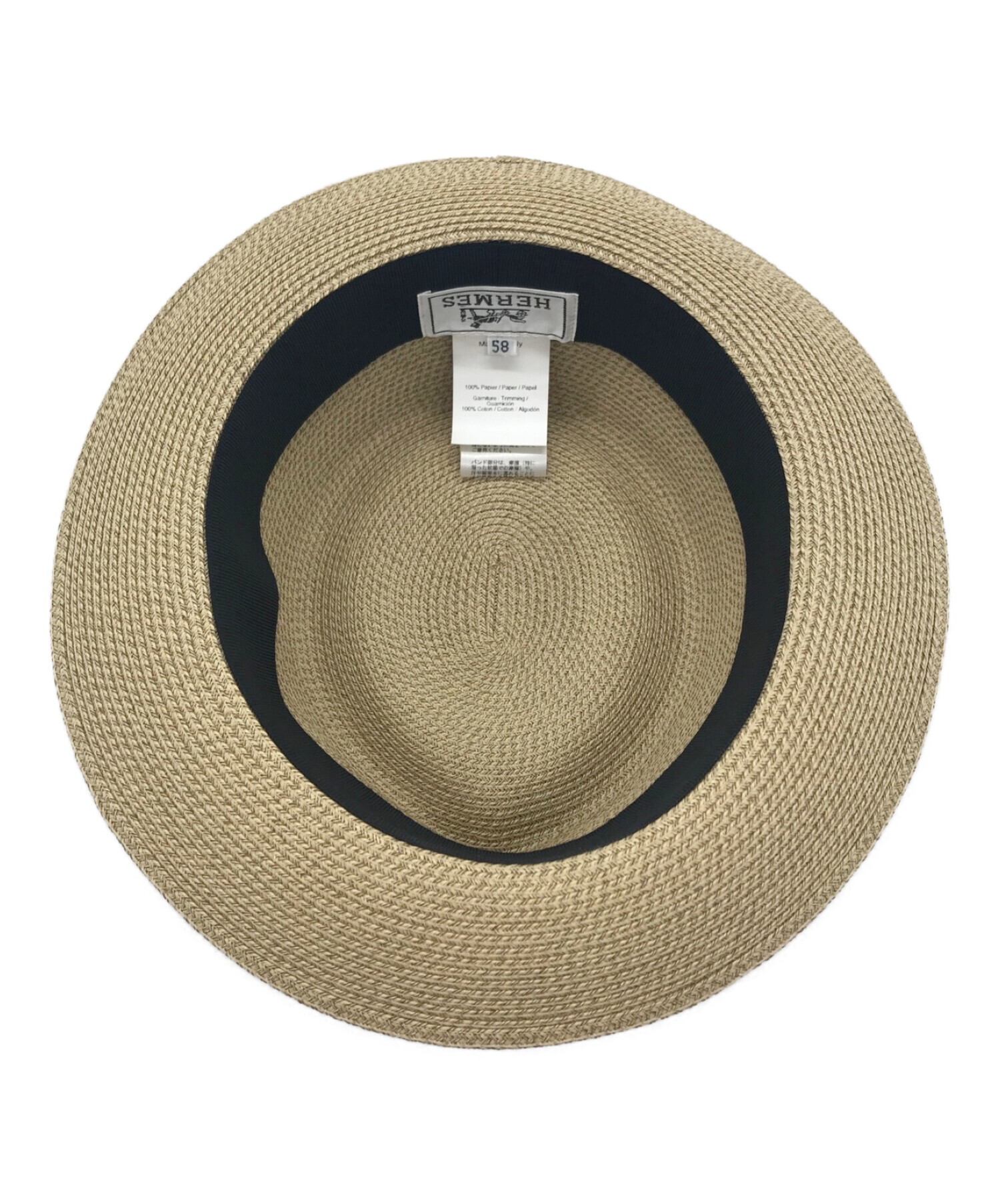 中古・古着通販】HERMES (エルメス) ペーパーパナマハット ベージュ