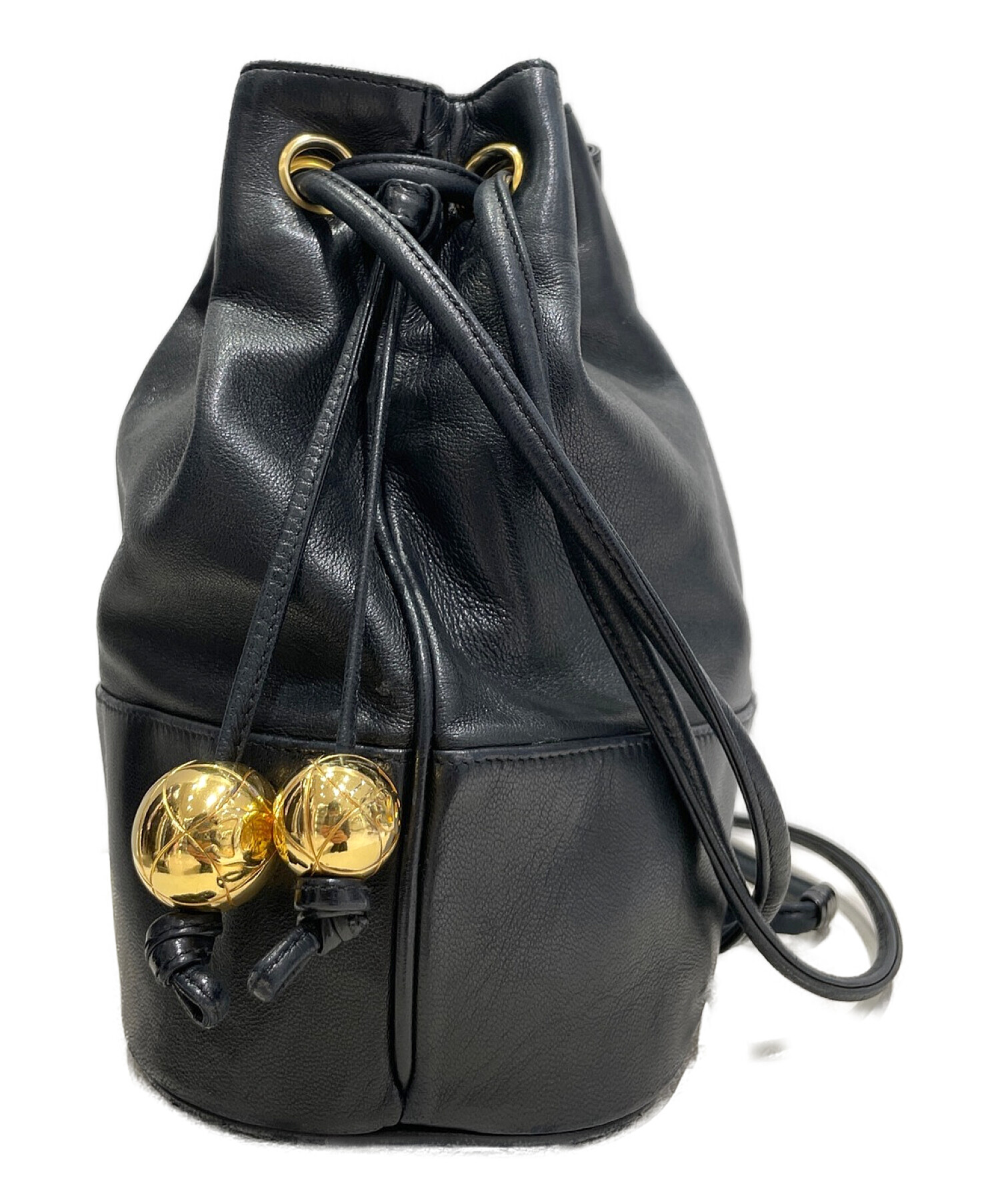 中古・古着通販】CHANEL (シャネル) 巾着ショルダーバッグ ブラック