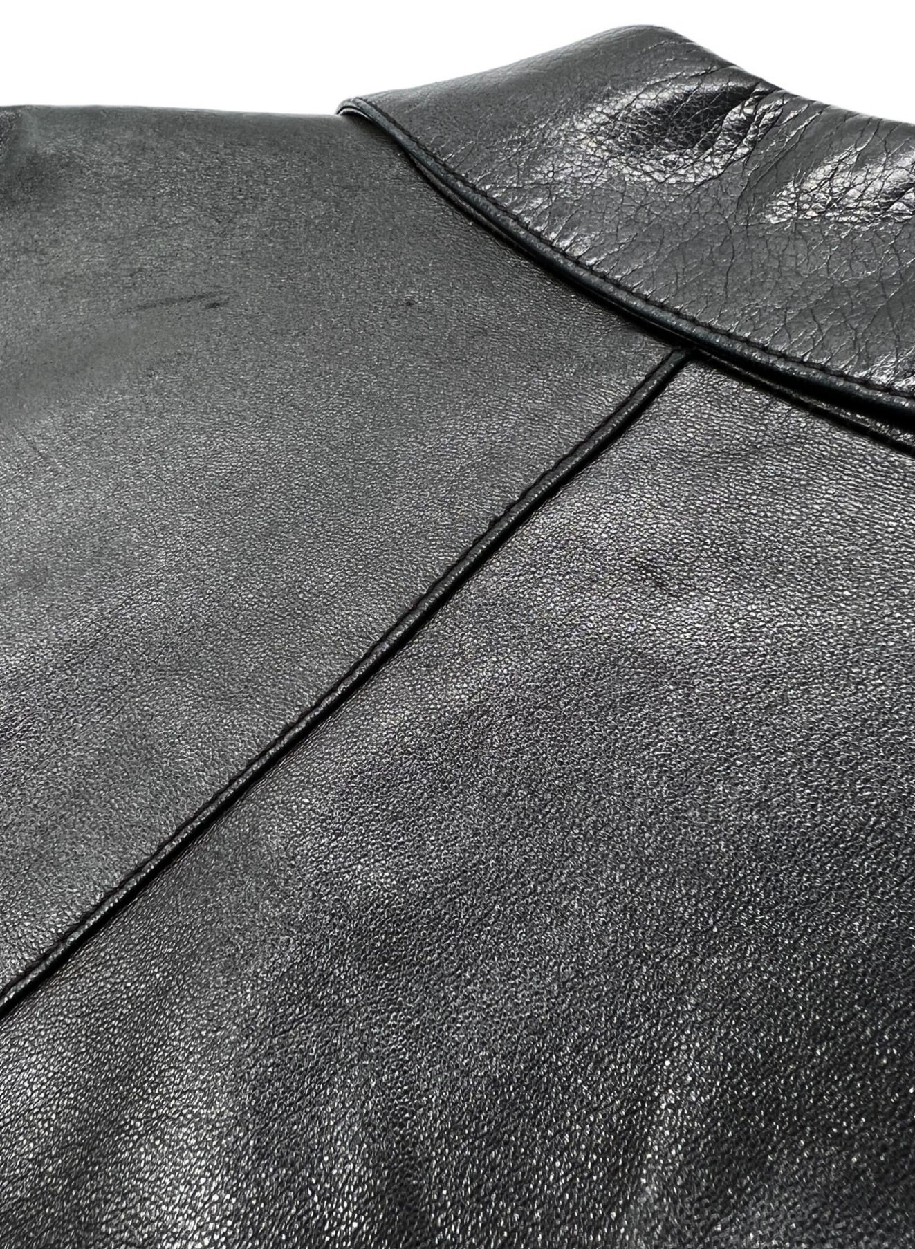 中古・古着通販】PRADA (プラダ) レザーテーラードジャケット ブラック