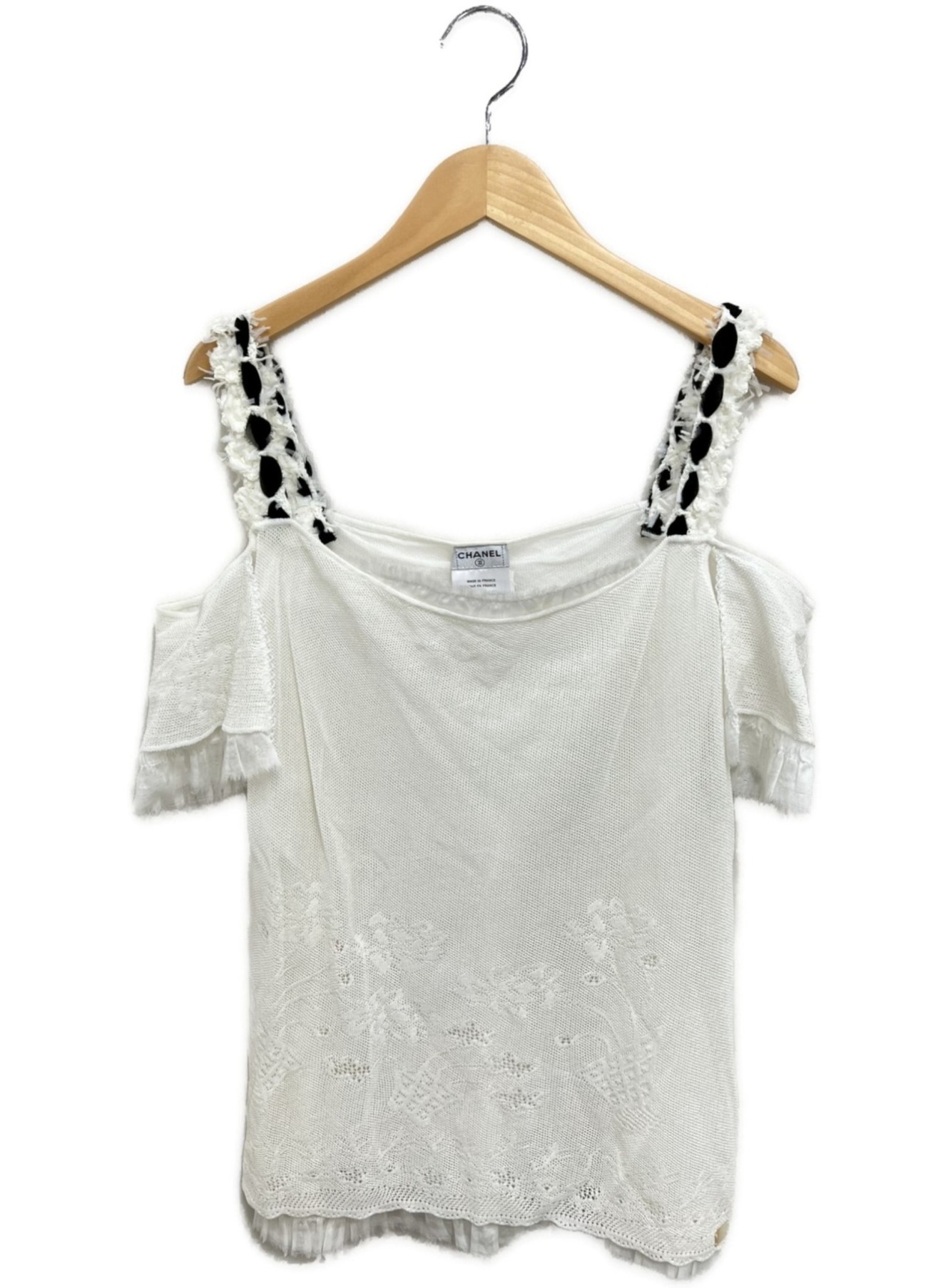 中古・古着通販】CHANEL (シャネル) オフショルダービスチェ ホワイト