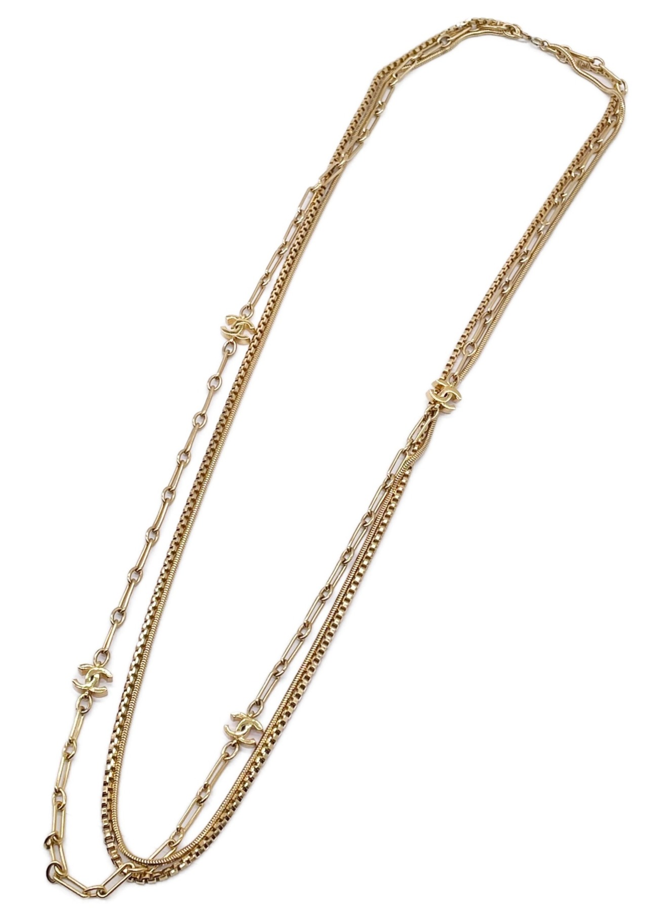 中古・古着通販】CHANEL (シャネル) 3連ロゴチェーンネックレス サイズ 