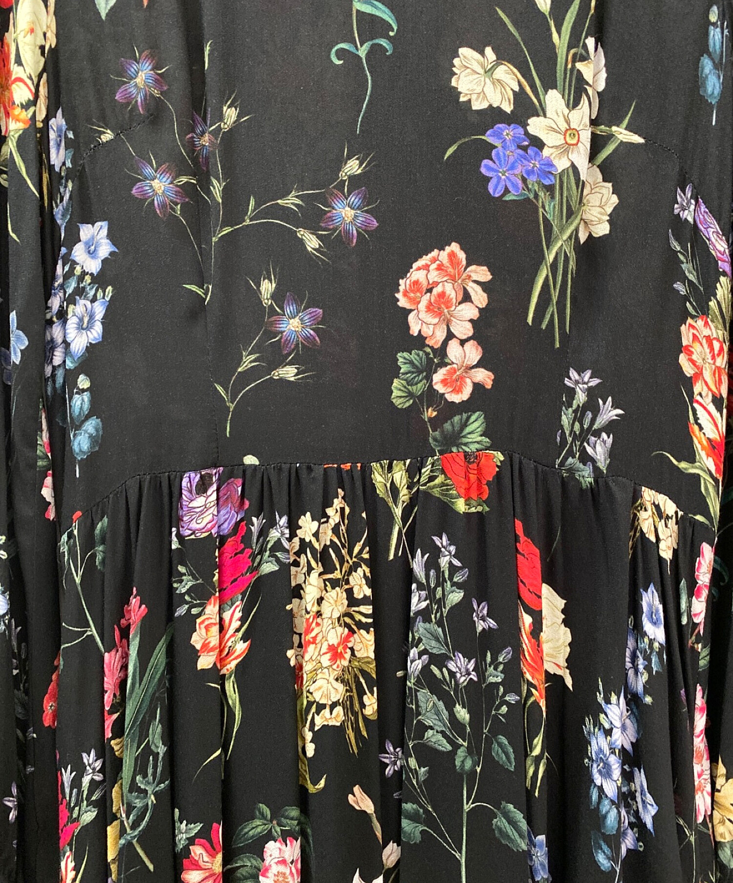 中古・古着通販】GOAT (ゴート) 花柄マキシワンピース ブラック サイズ 
