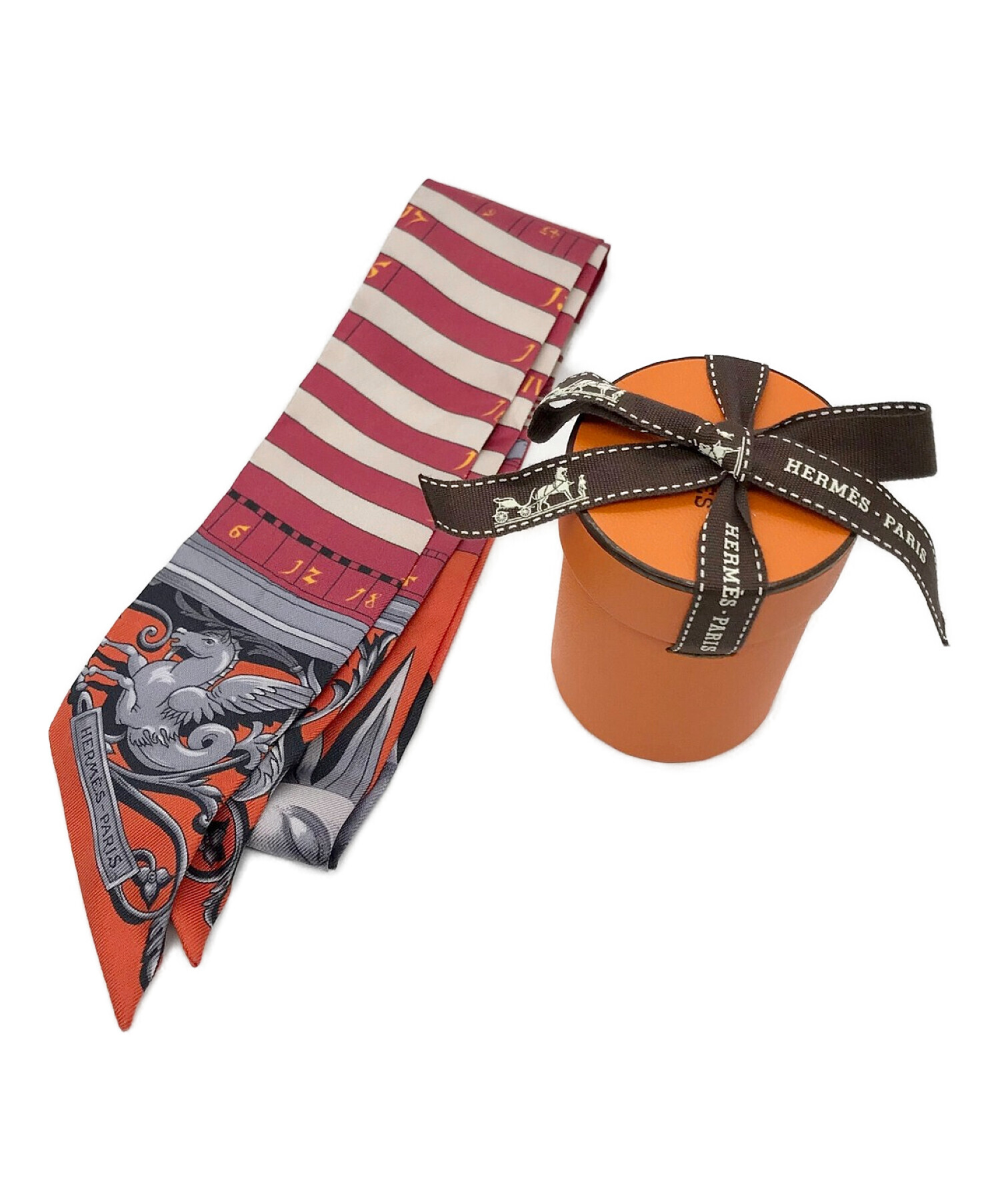 HERMES エルメス ツイリー　赤　オレンジ　レッド 中古・古着通販】HERMES (エルメス) ツイリー レッド×オレンジ