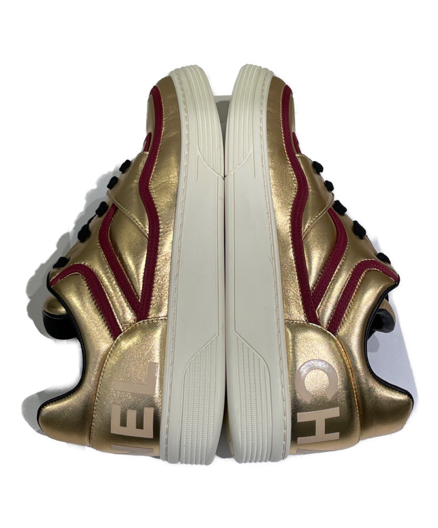 中古・古着通販】CHANEL (シャネル) バックロゴスニーカー ゴールド