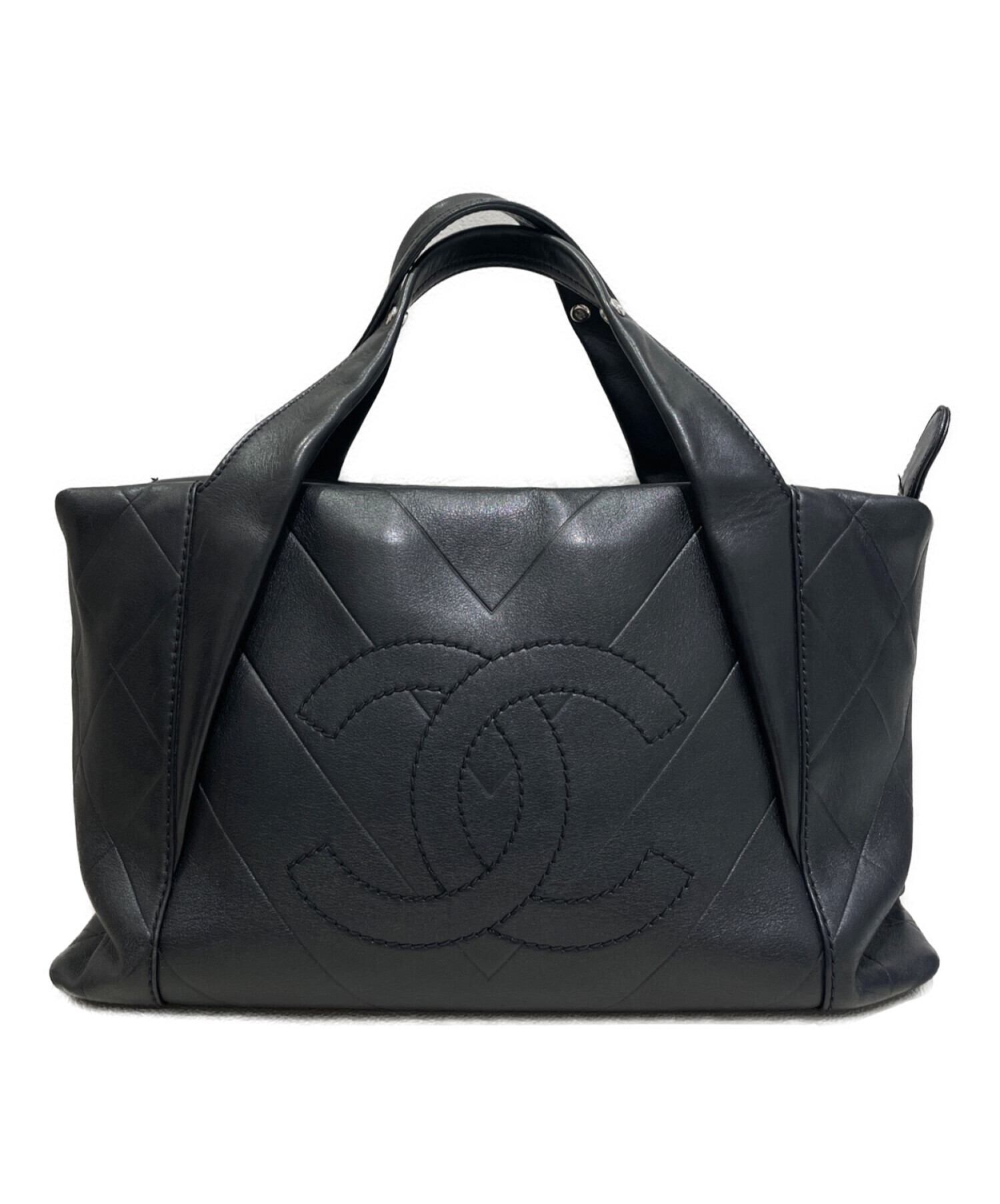 【美品】シャネル　Vステッチ　デカココ　レザー　ハンドバッグ　ブラック　932 中古・古着通販】CHANEL (シャネル) Vステッチレザーハンドバッグ