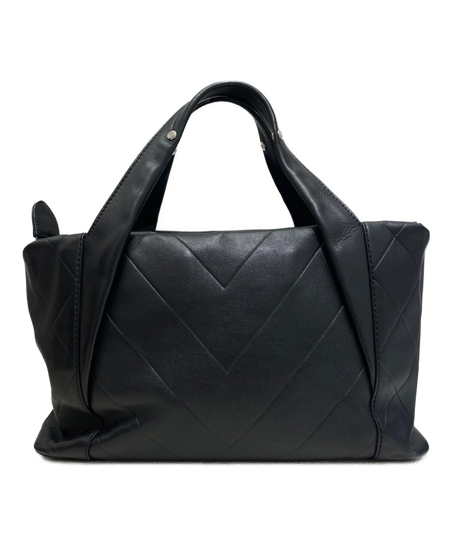 中古・古着通販】CHANEL (シャネル) Vステッチレザーハンドバッグ