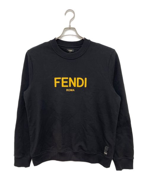 FENDI ロゴプリント スウェット Mサイズ 中古・古着通販】FENDI (フェンディ) ロゴスウェット ブラック サイズ