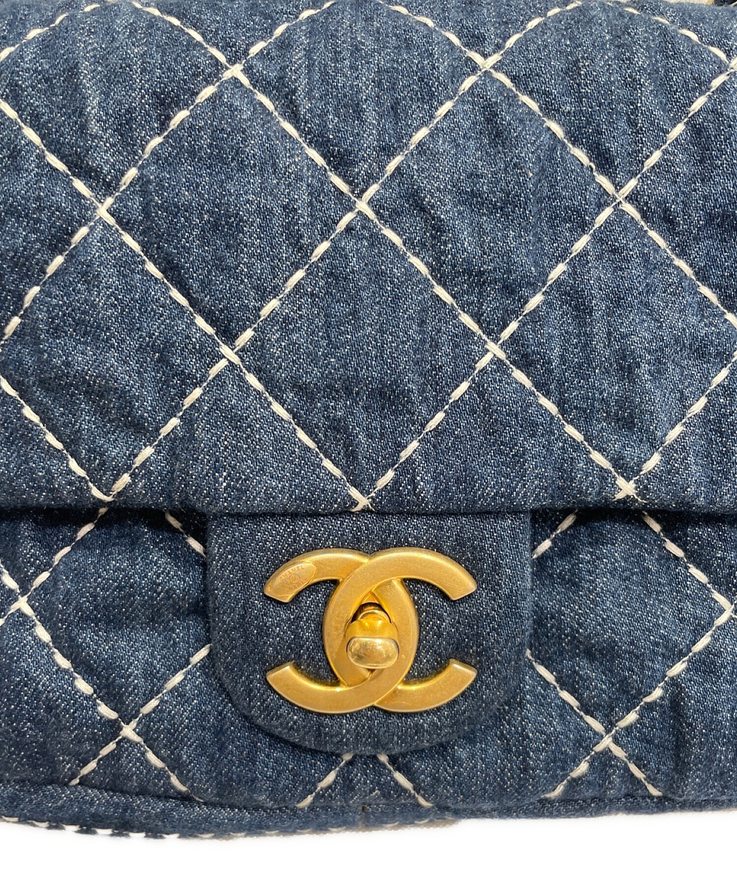 中古・古着通販】CHANEL (シャネル) デニムマトラッセ25 ネイビー 