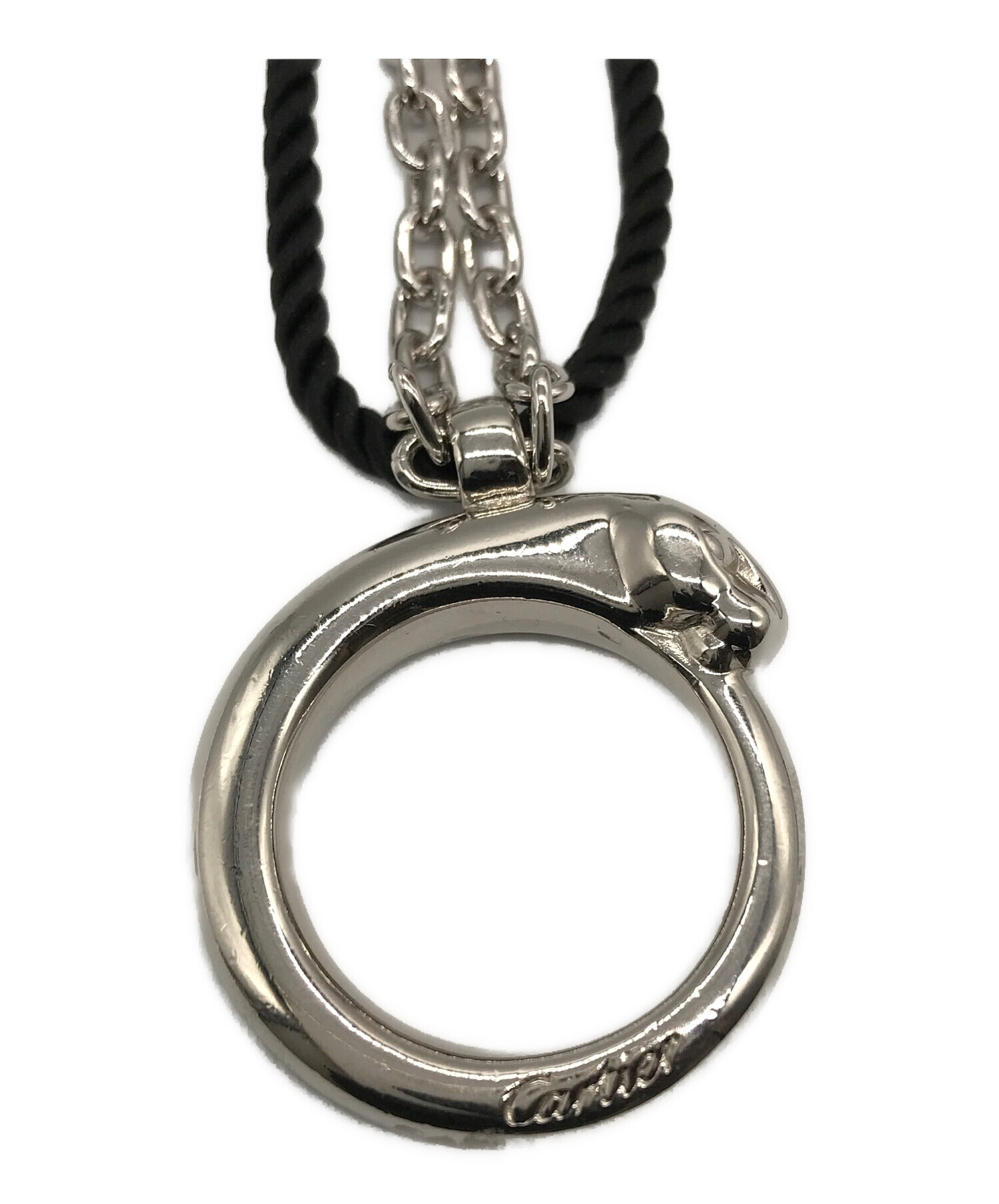 Cartier刻印 パンテールモチーフ ネックレストップ メタル素材 革紐付き 中古・古着通販】Cartier (カルティエ) 2WAYパンテールパンサーリング