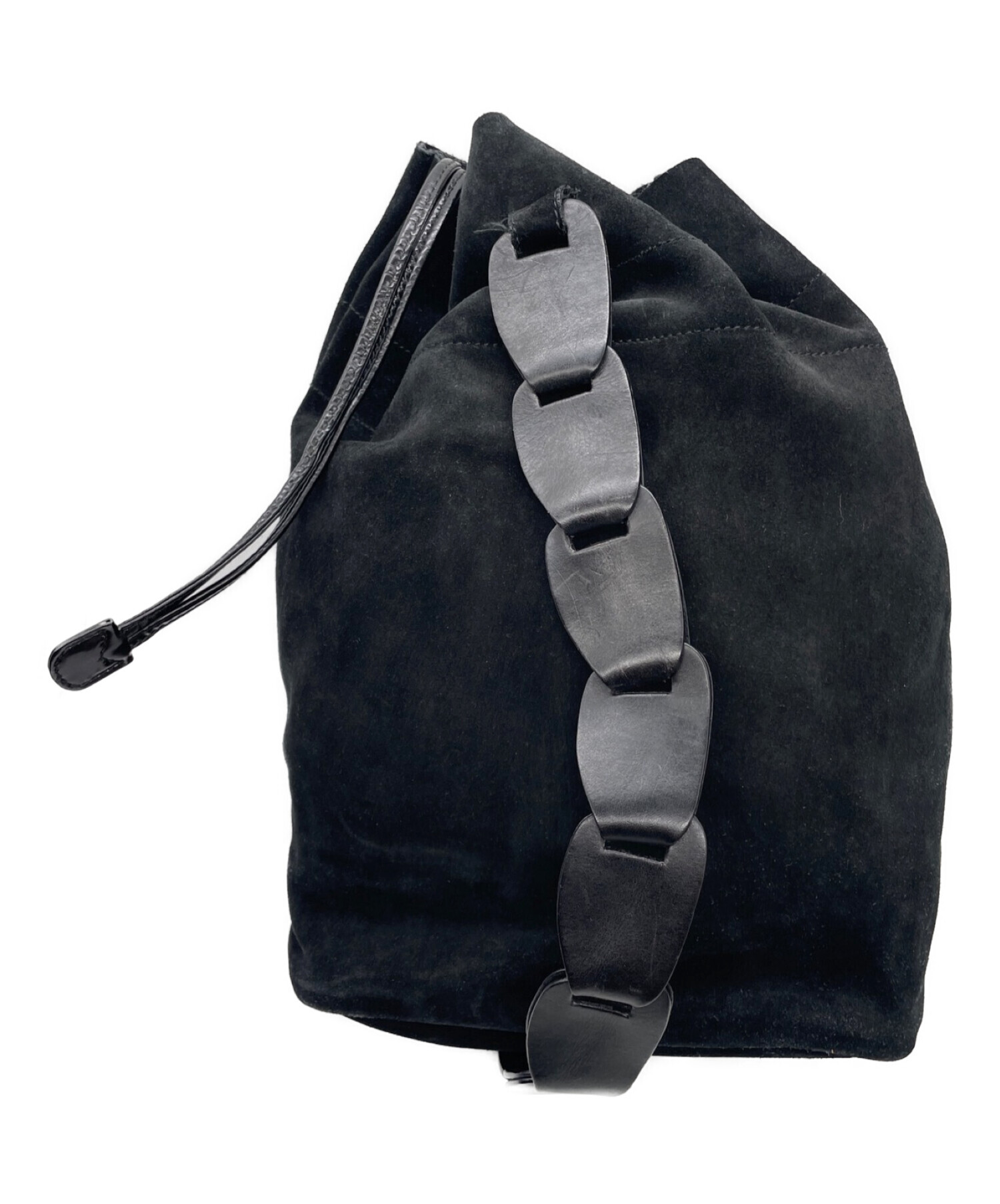 中古・古着通販】GUCCI (グッチ) スエードショルダーバッグ ブラック 