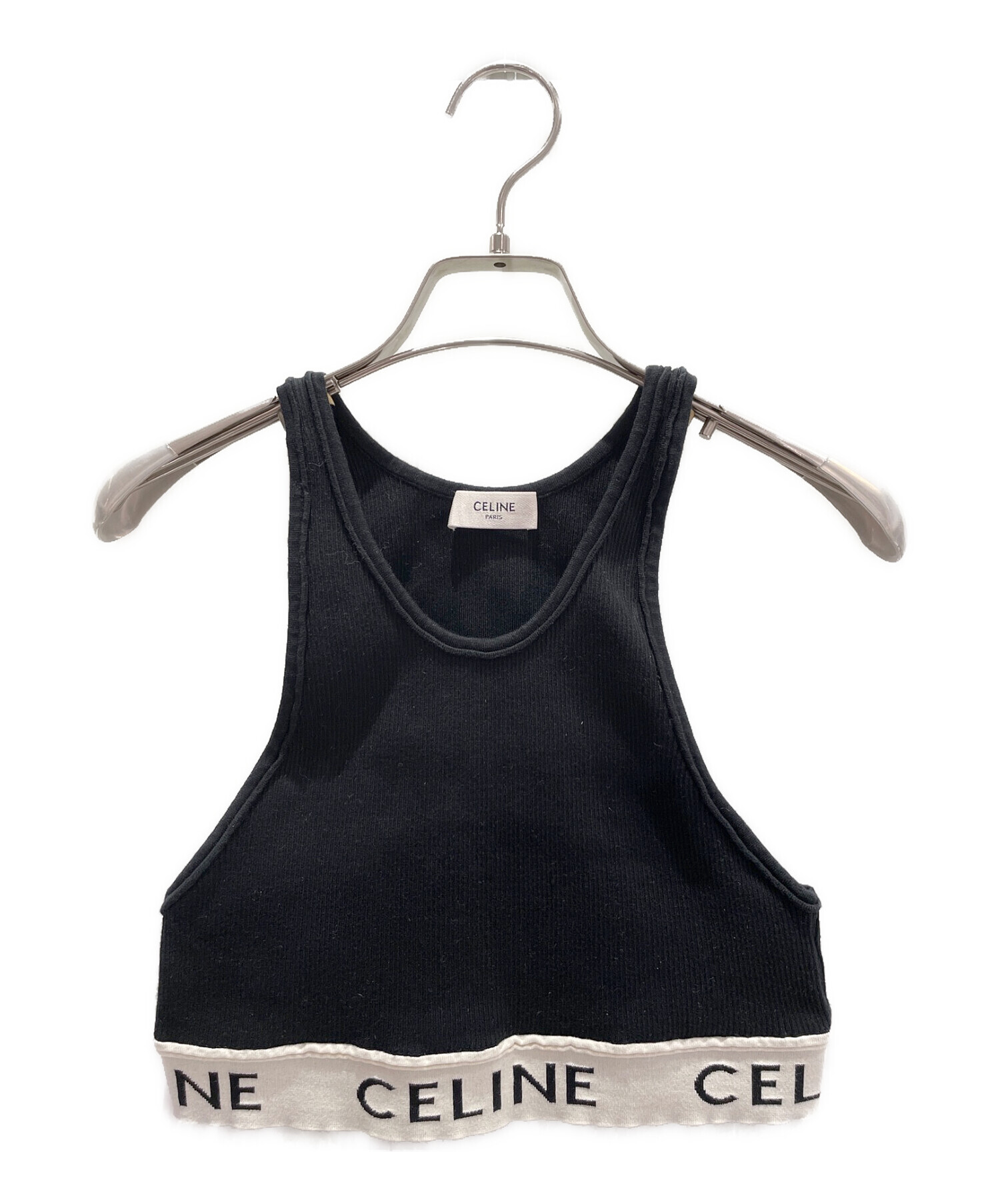 CELINE　ベア 中古・古着通販】CELINE (セリーヌ) リブロゴベアトップ ブラック