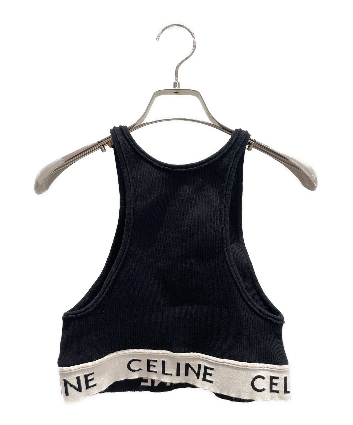 中古・古着通販】CELINE (セリーヌ) リブロゴベアトップ ブラック