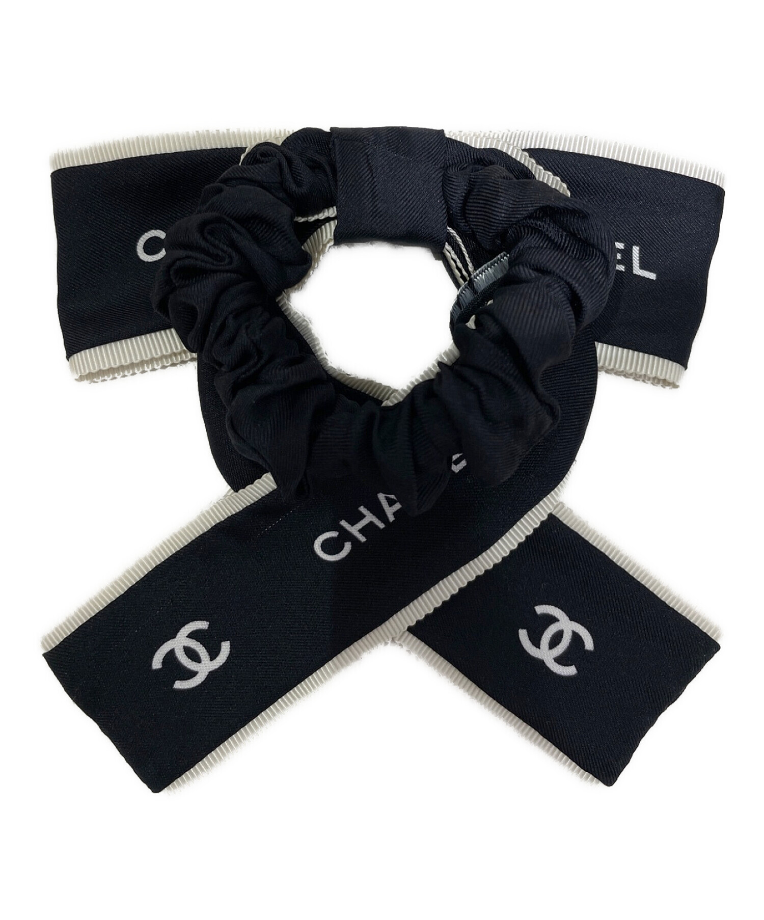 シャネル　ヴィンテージ　リボン　シュシュ　黒 楽天市場】【P10倍☆9/19(金)20時まで】【中古・VINTAGE】 CHANEL