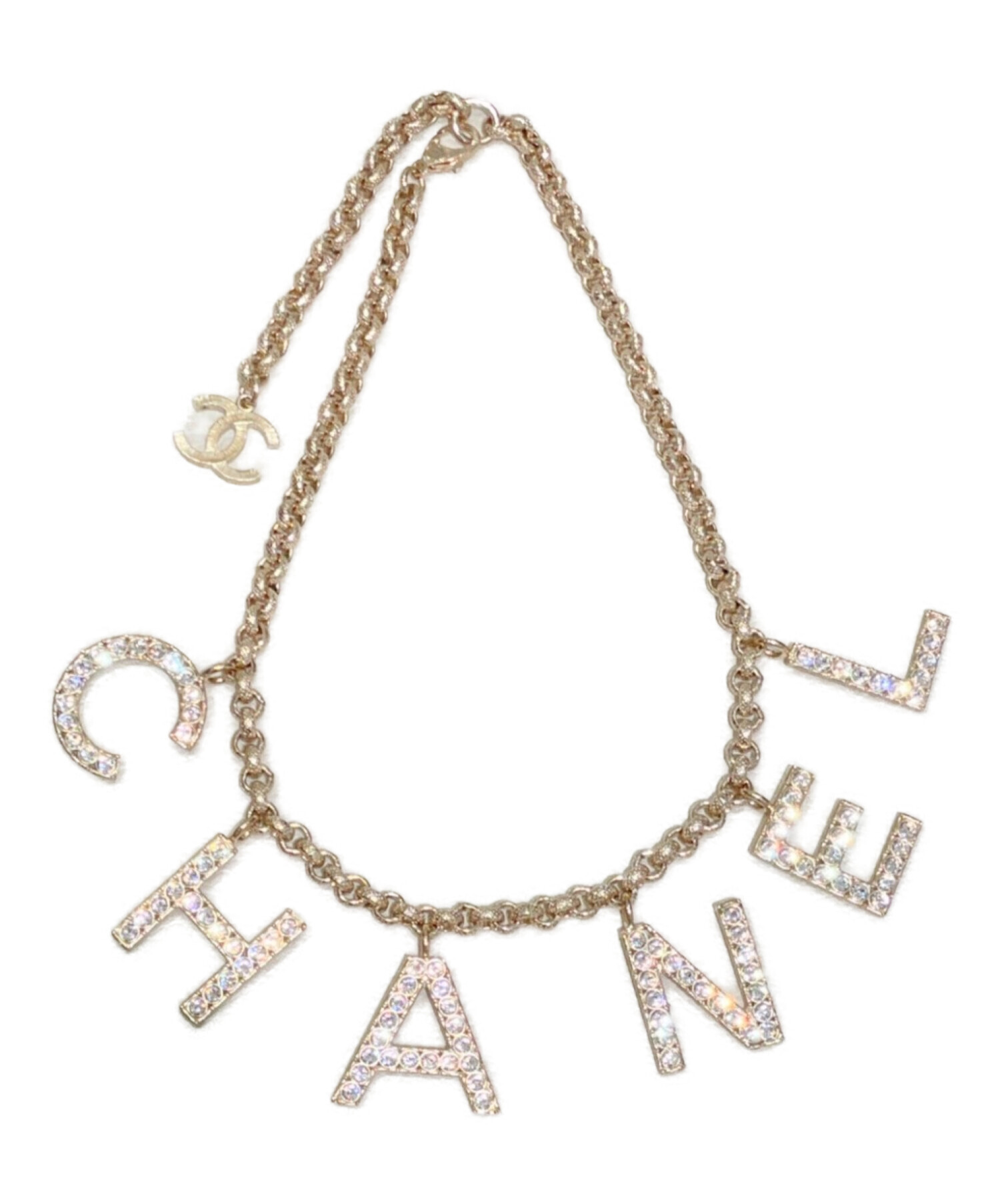中古・古着通販】CHANEL (シャネル) ストーン付ロゴネックレス 