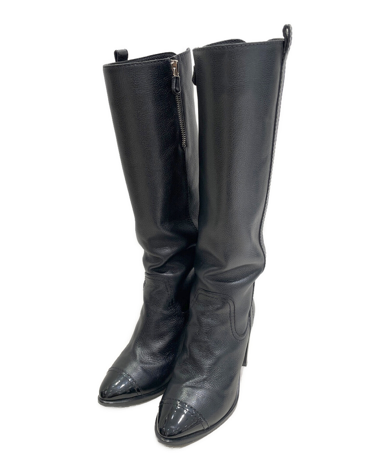 中古・古着通販】CHANEL (シャネル) バッグロゴレザーロングブーツ