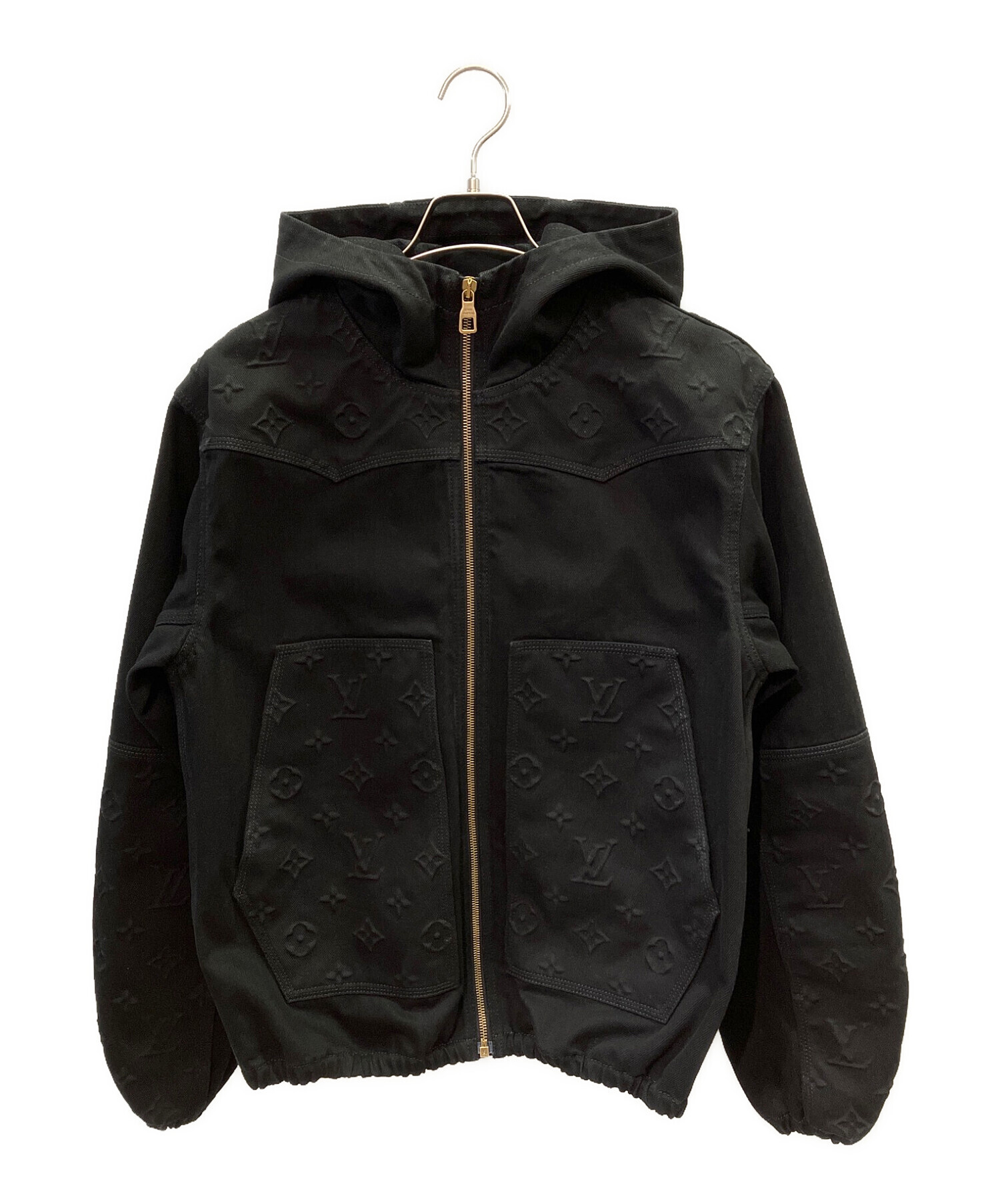LOUIS VUITTON モノグラムディテールフーデッドデニムジャケット 中古・古着通販】LOUIS VUITTON (ルイ ヴィトン) モノグラムディテール