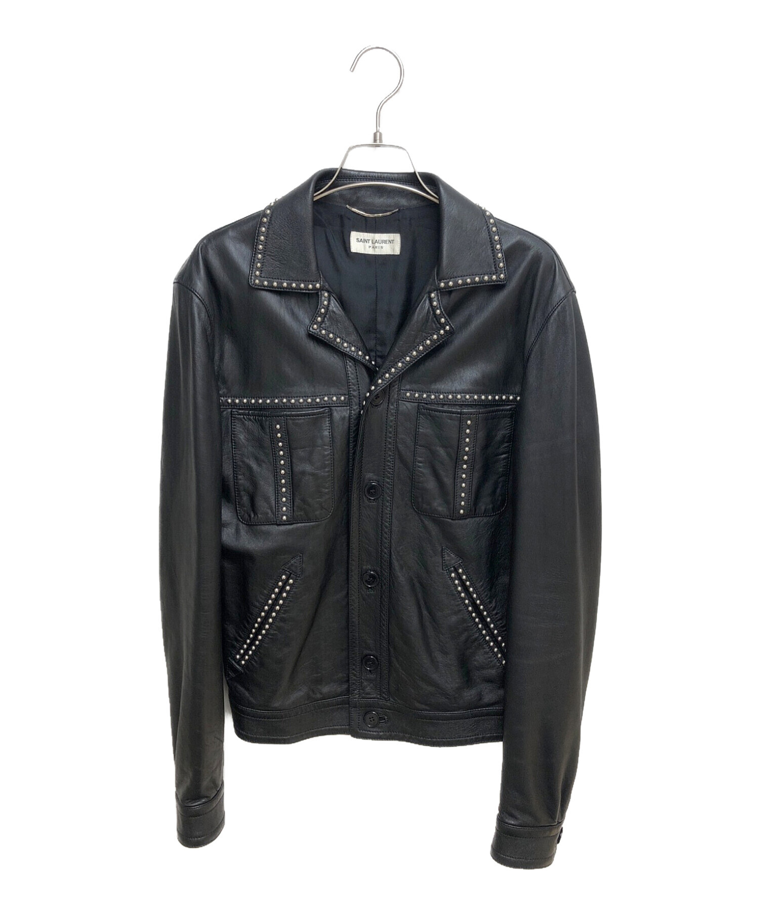 スマイル様【中古】SAINT LAURENT PARIS レザージャケット 46 中古・古着通販】Saint Laurent Paris (サンローランパリ) スタッズ
