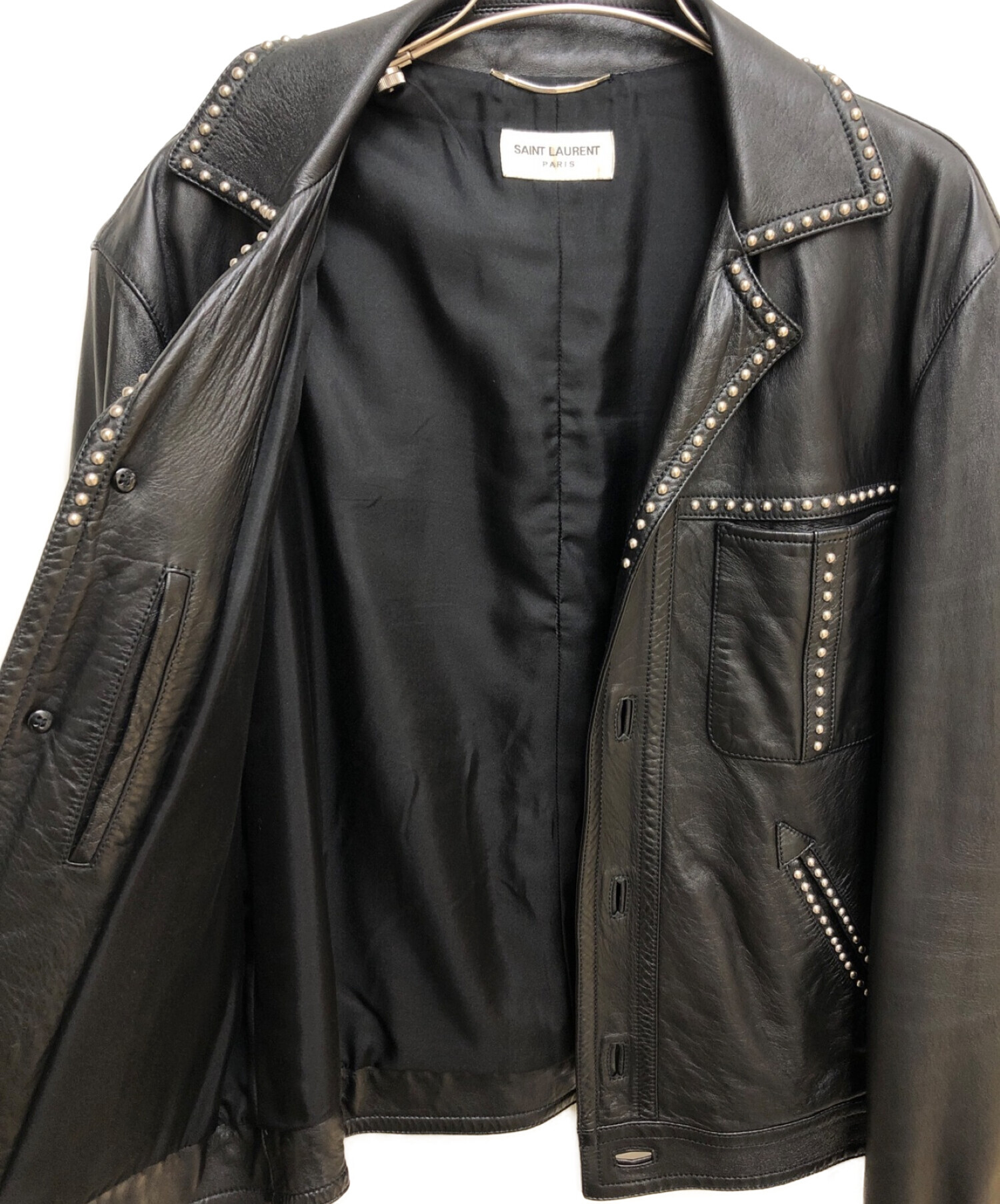 スマイル様【中古】SAINT LAURENT PARIS レザージャケット 46 中古・古着通販】Saint Laurent Paris (サンローランパリ) スタッズ