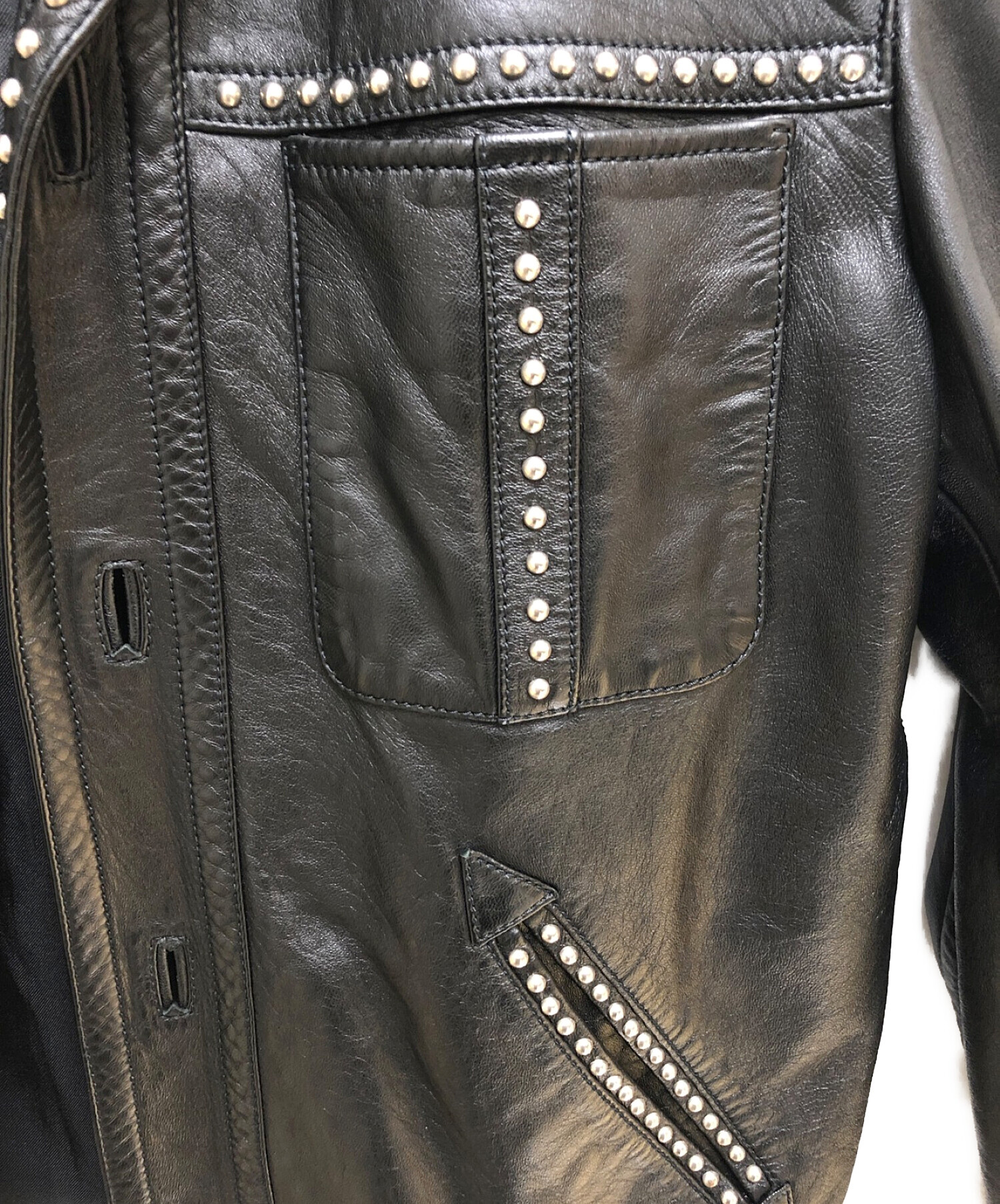 スマイル様【中古】SAINT LAURENT PARIS レザージャケット 46 中古・古着通販】Saint Laurent Paris (サンローランパリ) スタッズ