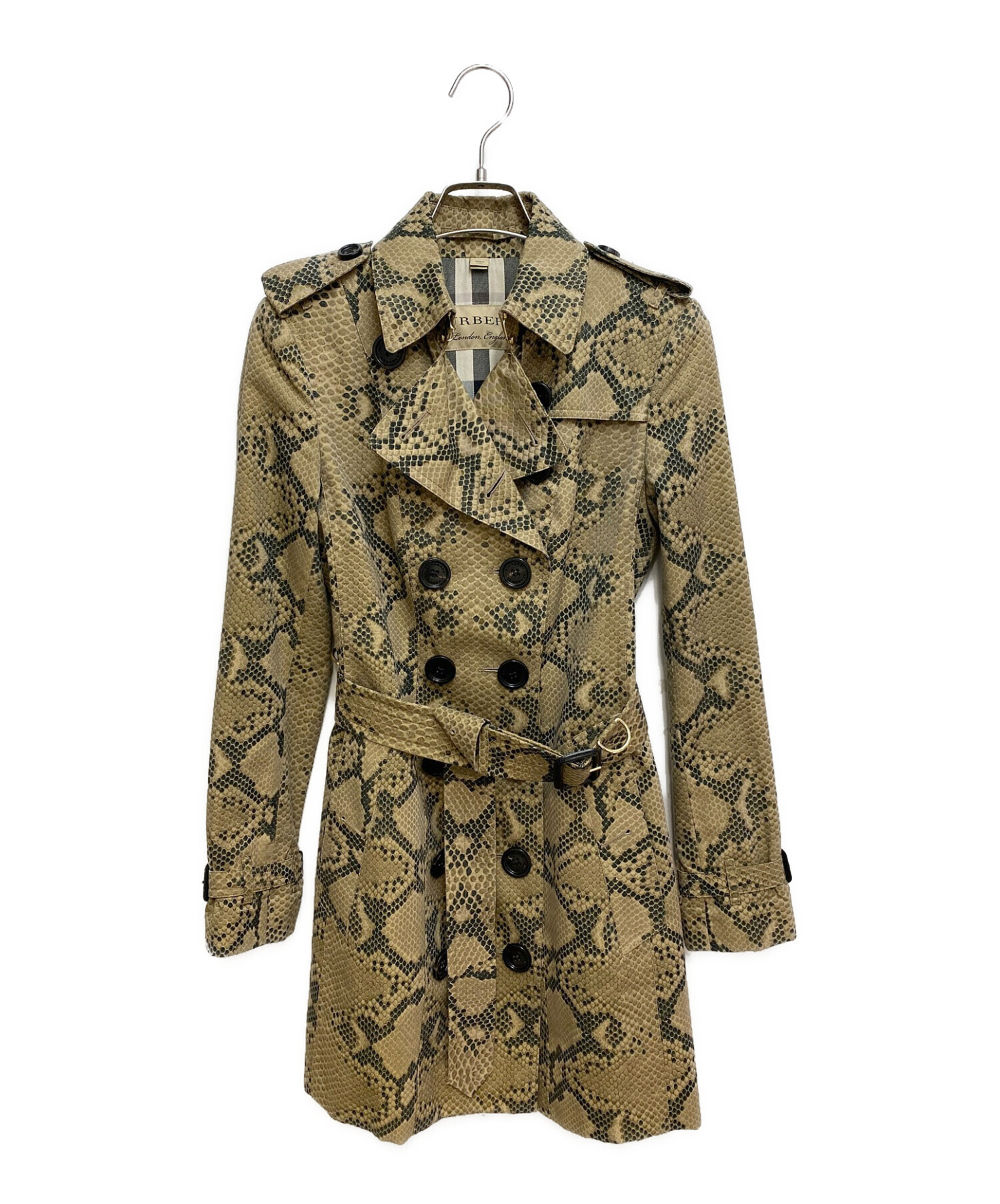 バーバリー トレンチコート サイズ36 中古・古着通販】BURBERRY (バーバリー) パイソン柄トレンチコート