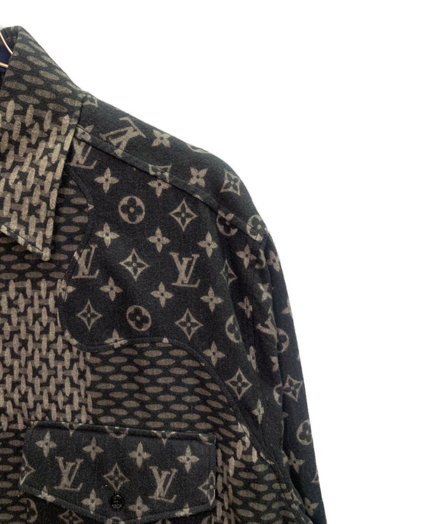 LOUIS VUITTON モノグラムウェーブジャイアントダミエフランネルシャツ
