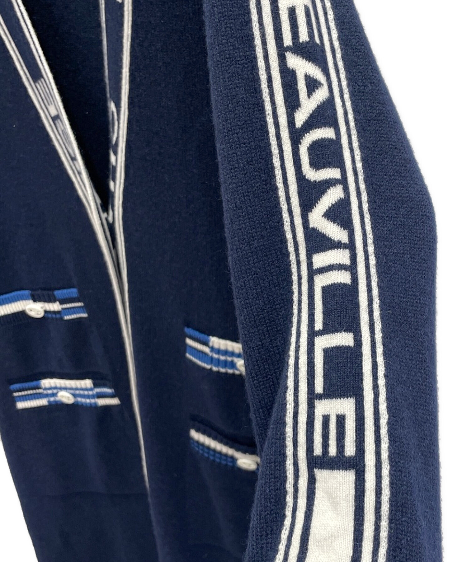 クリアランスSALE シャネルカシミヤ ニット カーディガン ネイビー 中古・古着通販】CHANEL (シャネル) カシミヤロゴロングカーディガン