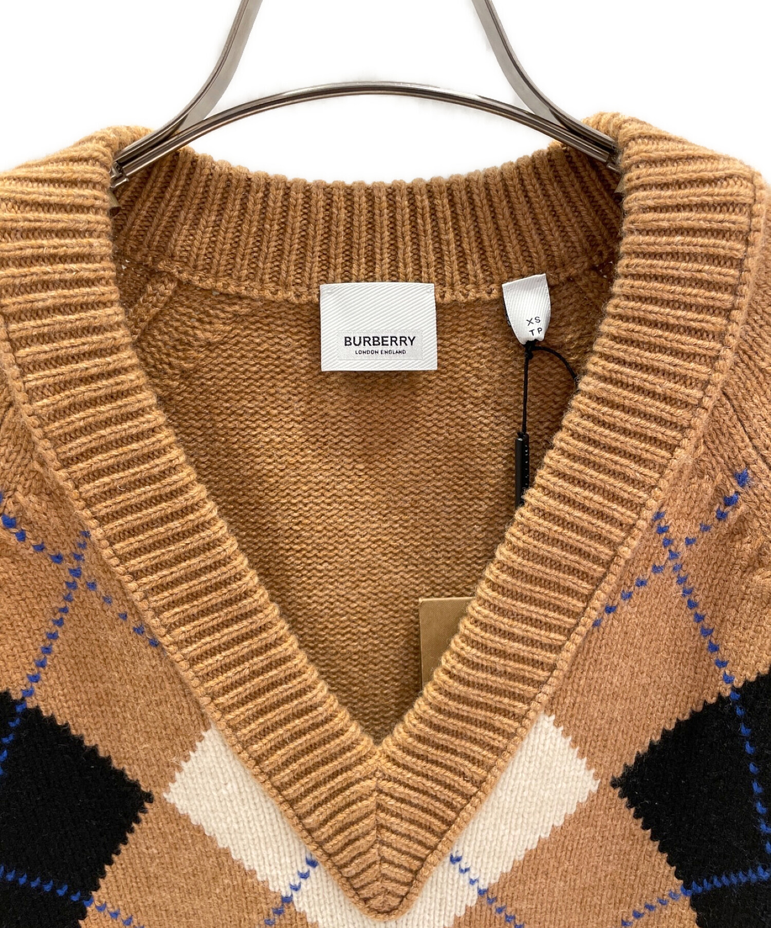 中古・古着通販】BURBERRY (バーバリー) アーガイルカットアウトニット