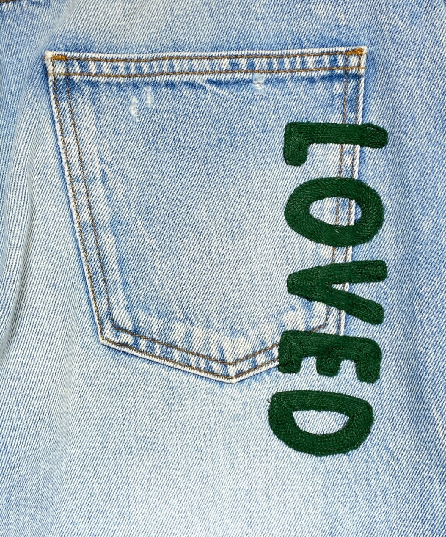 中古・古着通販】GUCCI (グッチ) Loved Embroidered Jeans スカイ 