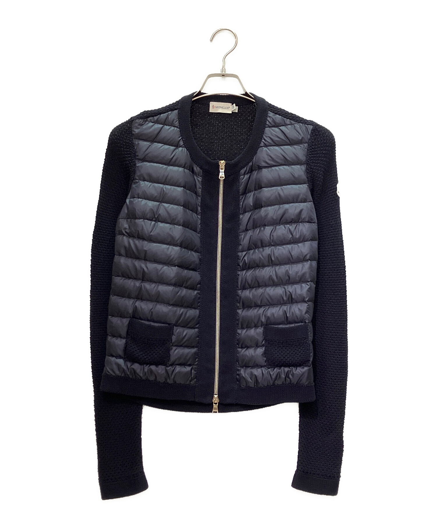 中古・古着通販】MONCLER (モンクレール) ニット切替 ダウン ネイビー 