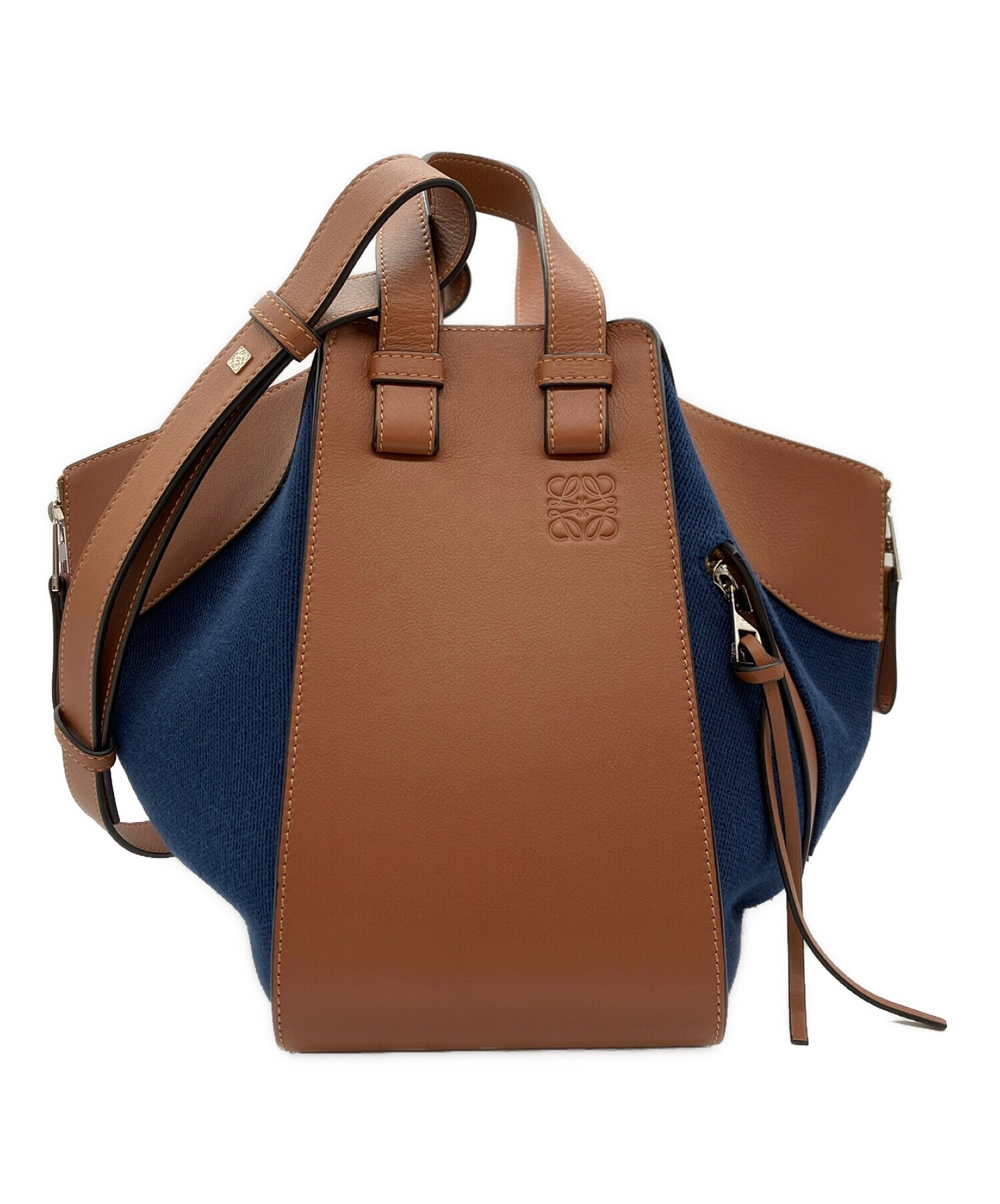 【最終値下げ】LOEWE ロエベ　ハンモック　スモール　バッグ 中古・古着通販】LOEWE (ロエベ) ハンモック スモール タン×ネイビー