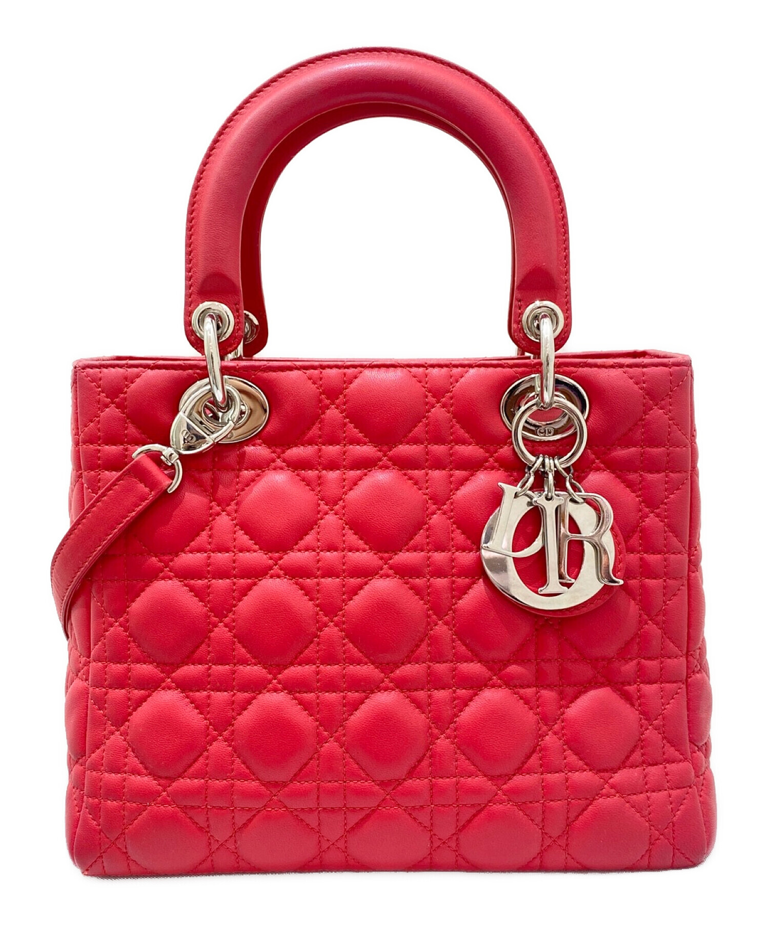 クリスチャンディオール ヴィンテージ ハンドバッグ レア 赤 ビーズ 中古・古着通販】Christian Dior (クリスチャン ディオール) LADY DIOR