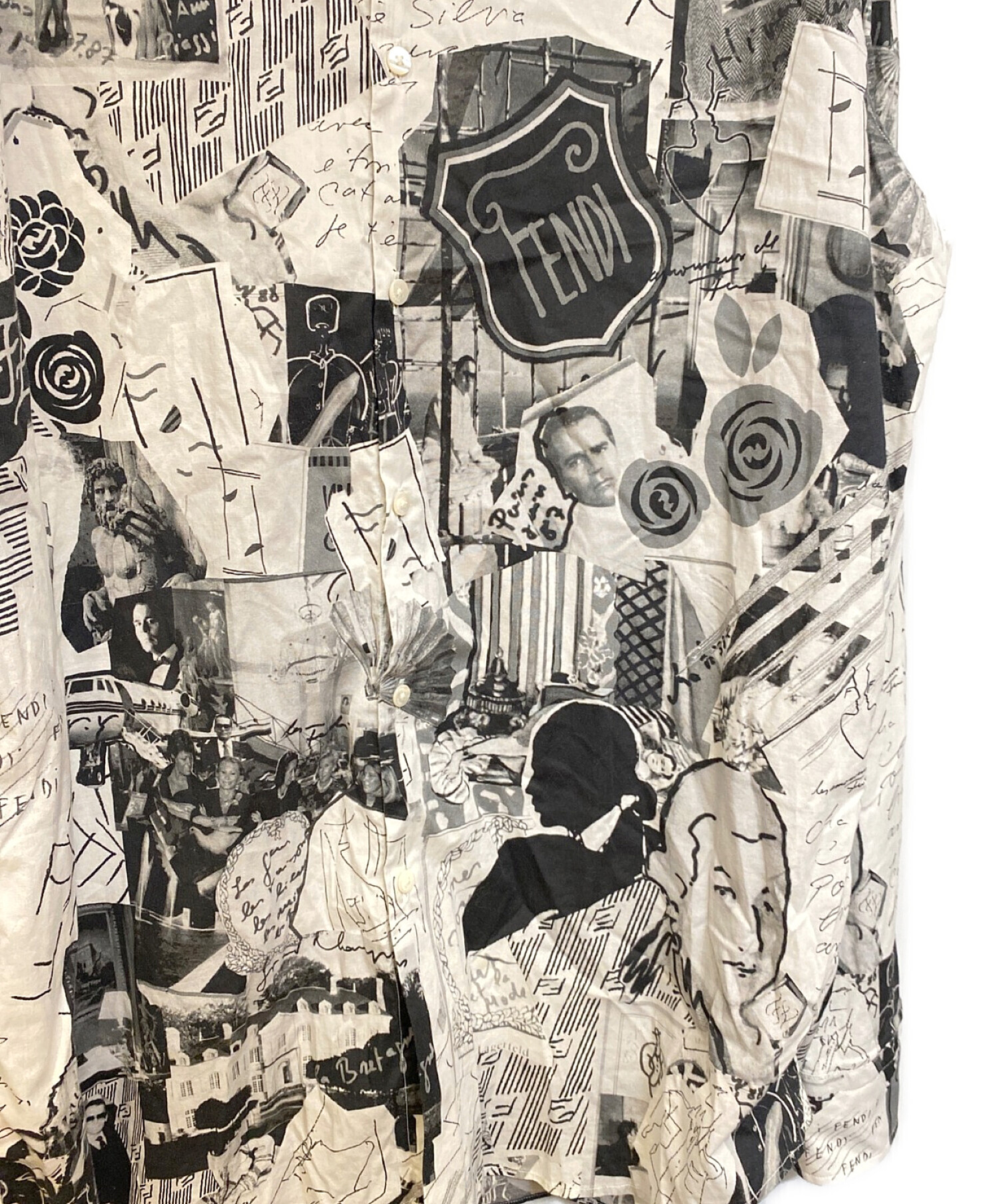 中古・古着通販】FENDI (フェンディ) 総柄シャツ ホワイト×ブラック