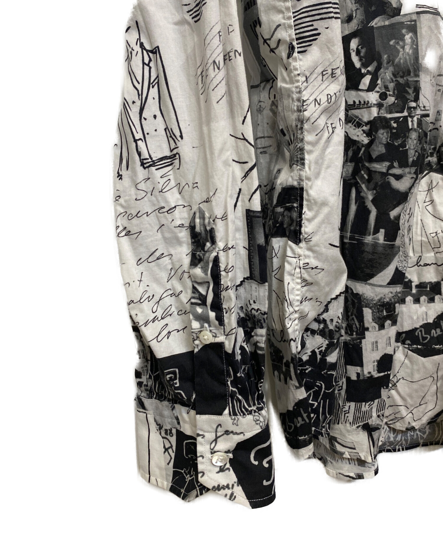 中古・古着通販】FENDI (フェンディ) 総柄シャツ ホワイト×ブラック