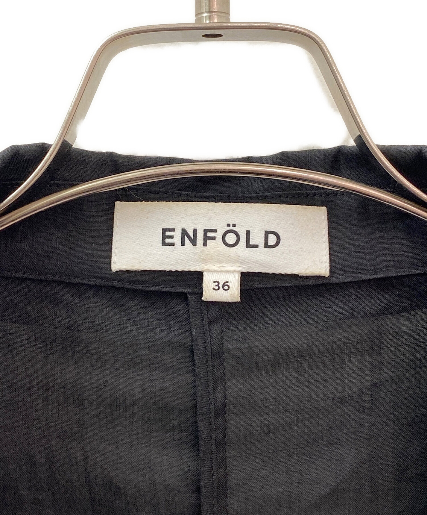 ENFÖLD ブラック テーラードジャケット 36 中古・古着通販】ENFOLD (エンフォルド) ワイドBOXジャケット ブラック