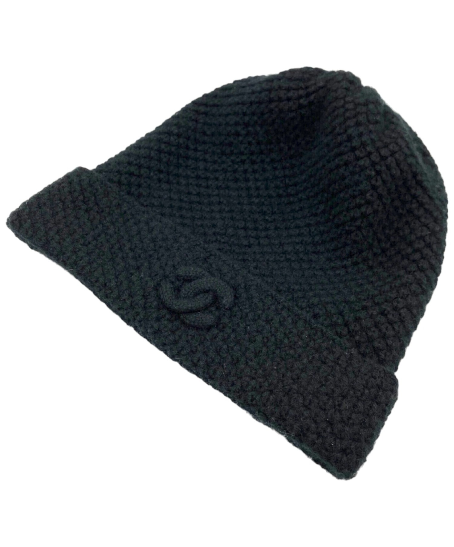 CHANEL シャネル　カシミヤ100% ニット帽 中古・古着通販】CHANEL (シャネル) カシミヤニット帽 ブラック サイズ