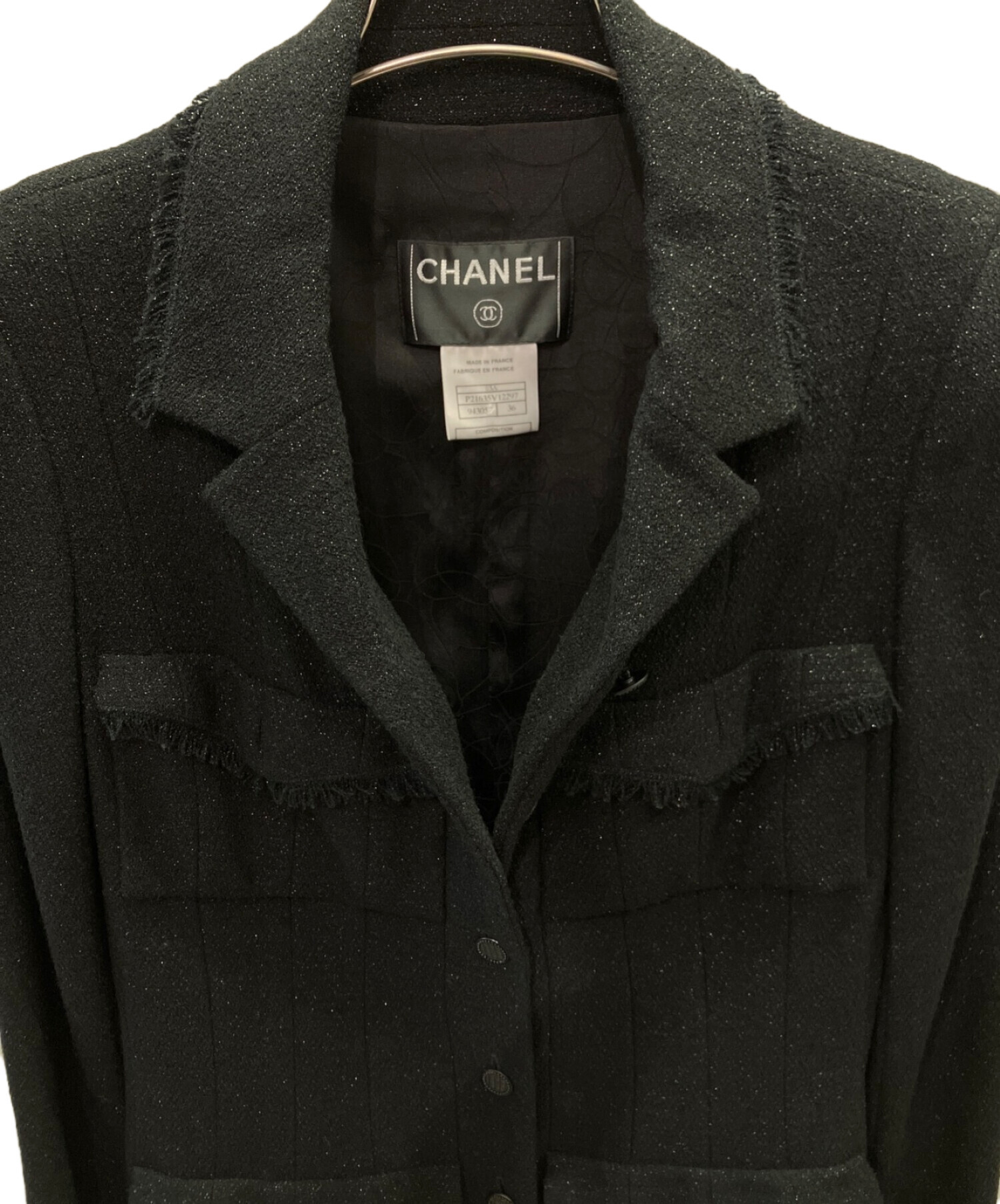 CHANEL ツイードジャケット 黒 36
