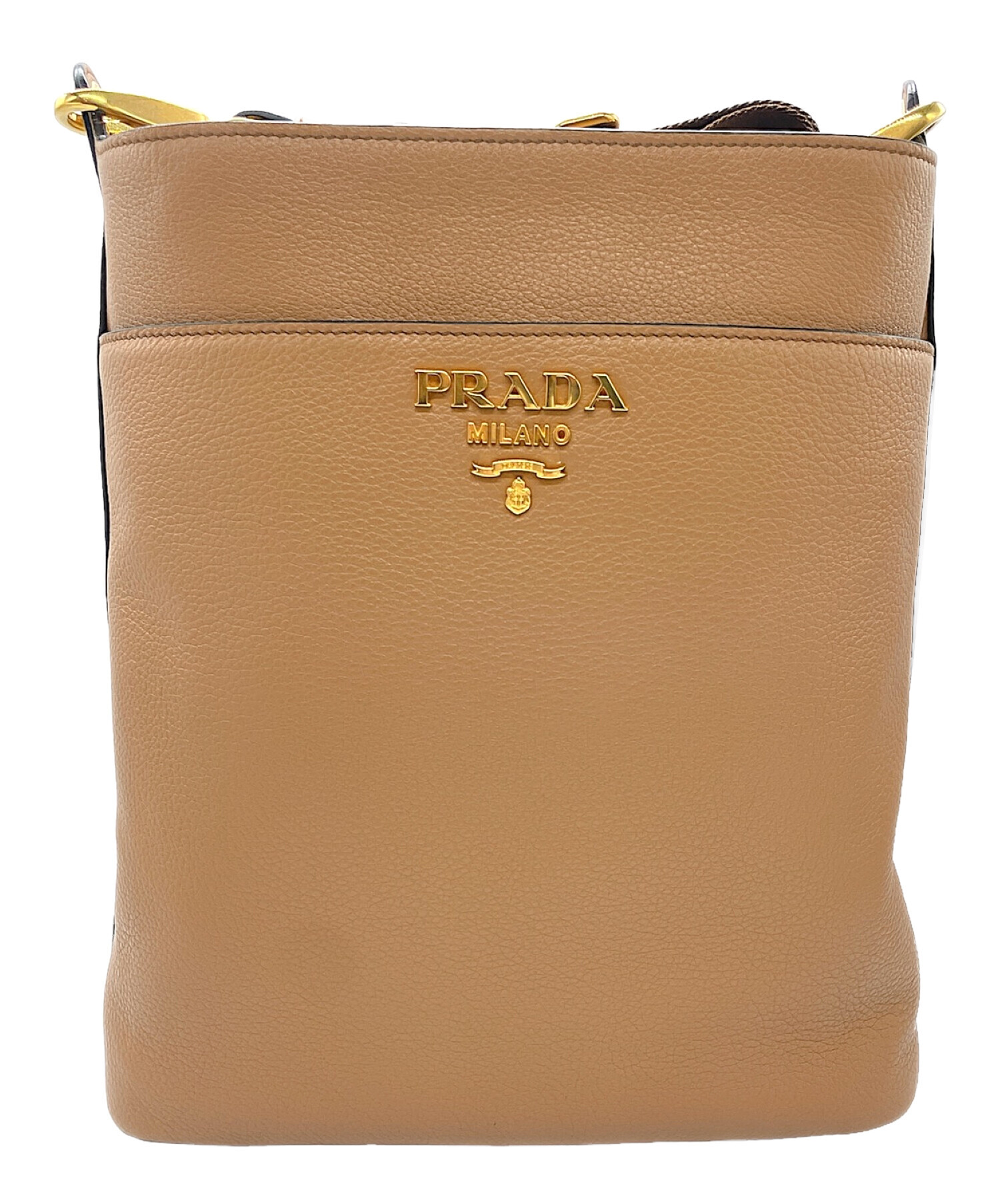中古・古着通販】PRADA (プラダ) レザーショルダーバッグ キャメル 