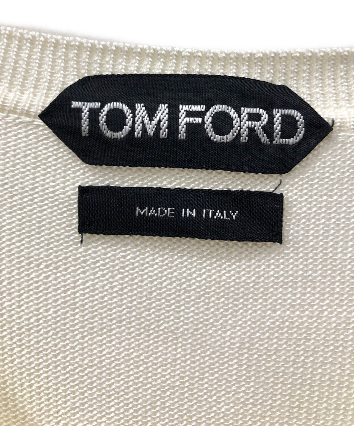 中古・古着通販】TOM FORD (トムフォード) シルク前Vニット ホワイト 