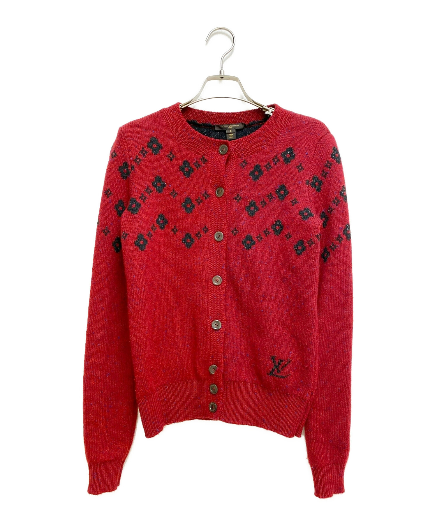 LOUISVUITTON カシミア カーディガン 赤 XS CA36929 中古・古着通販】LOUIS VUITTON (ルイ ヴィトン) カシミヤ混