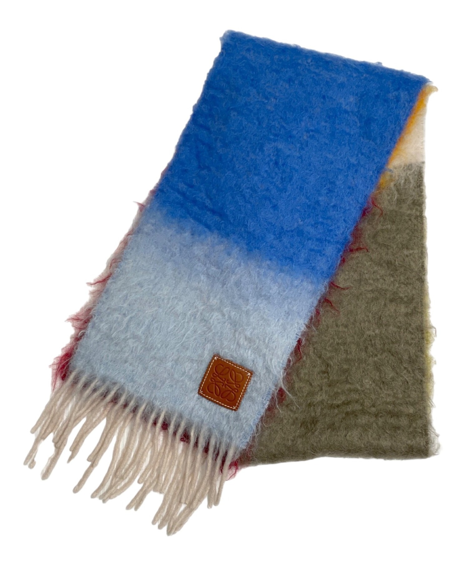 中古・古着通販】LOEWE (ロエベ) ロゴパッチモヘア混マフラー スカイ