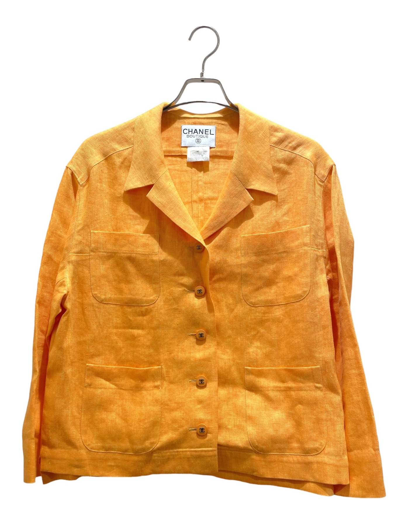 CHANEL BOUTIQUE オレンジジャケット 38 中古・古着通販】CHANEL (シャネル) linen work jacket オレンジ