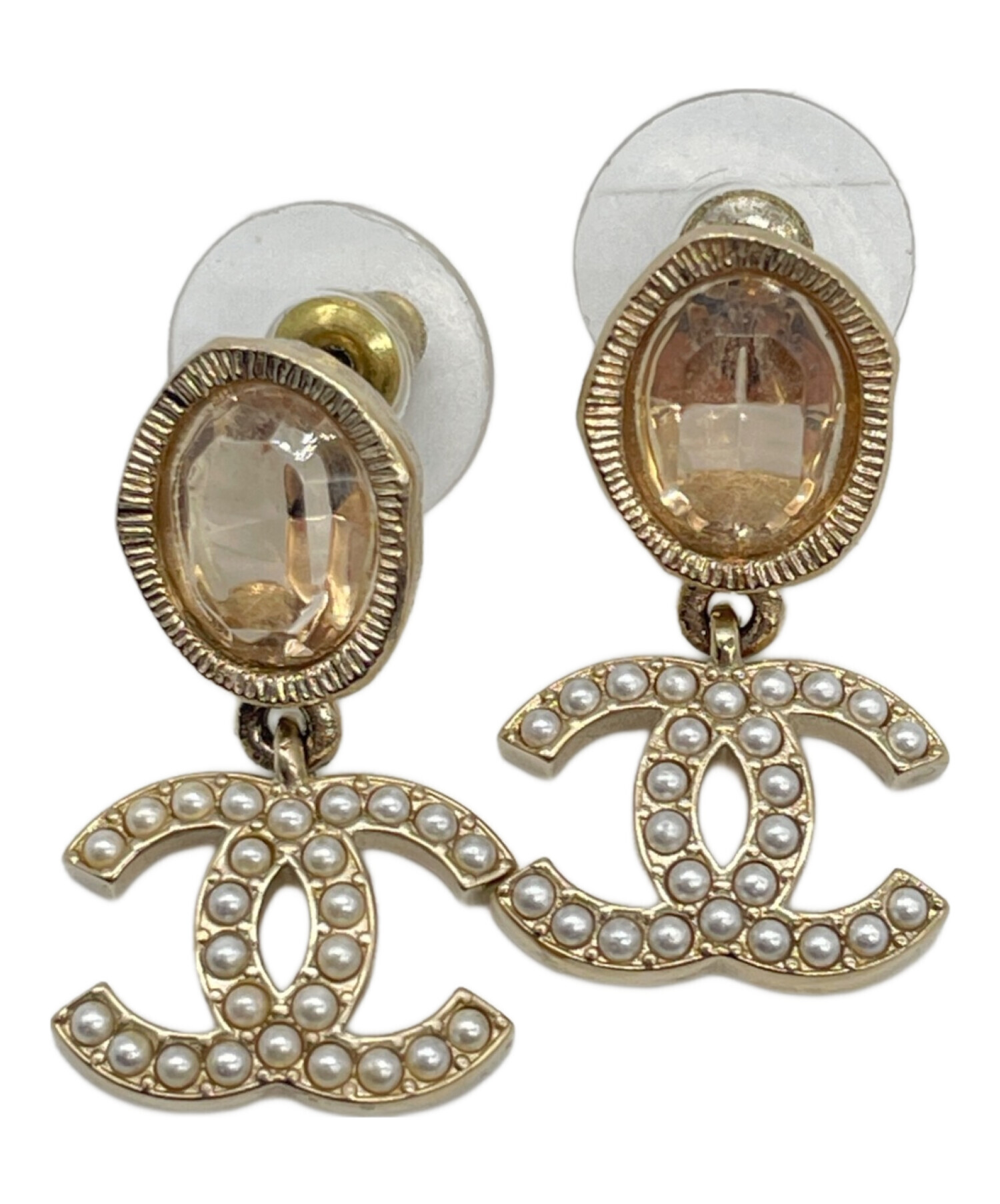 CHANEL ココマーク フェイクパール スイングピアス